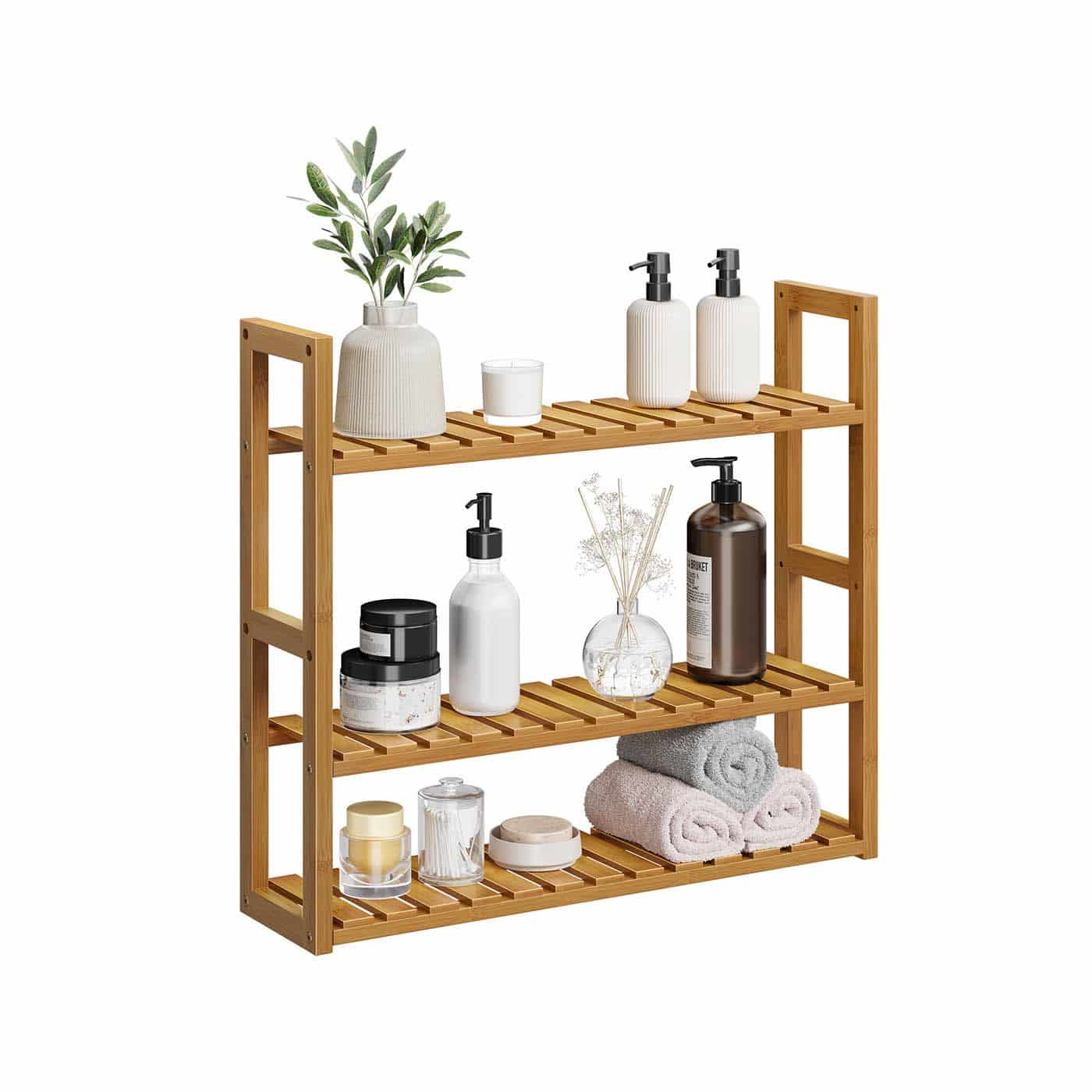 Badregal mit 3 verstellbaren Ablagen 15 x 60 x 54 cm, kaffeebraun Badregal mit 3 verstellbaren Ablagen 15 x 60 x 54 cm, kaffeebraun