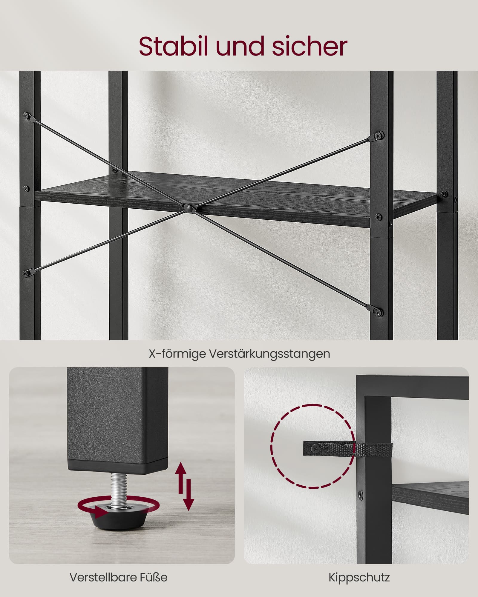 Regal mit 5 Ebenen und Stahlgestell