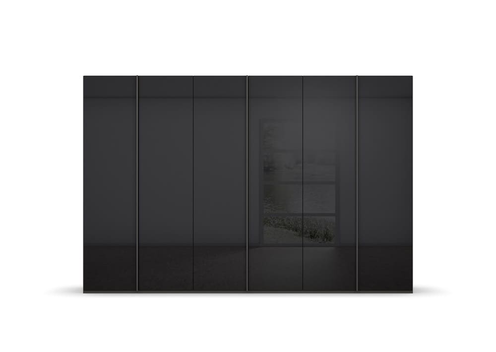 6-türiger Kleiderschrank SKAT Meridian von rauch mit Glasfront - in drei verschiedenen Farbvarianten, alpinweiß, seidengrau, graphit