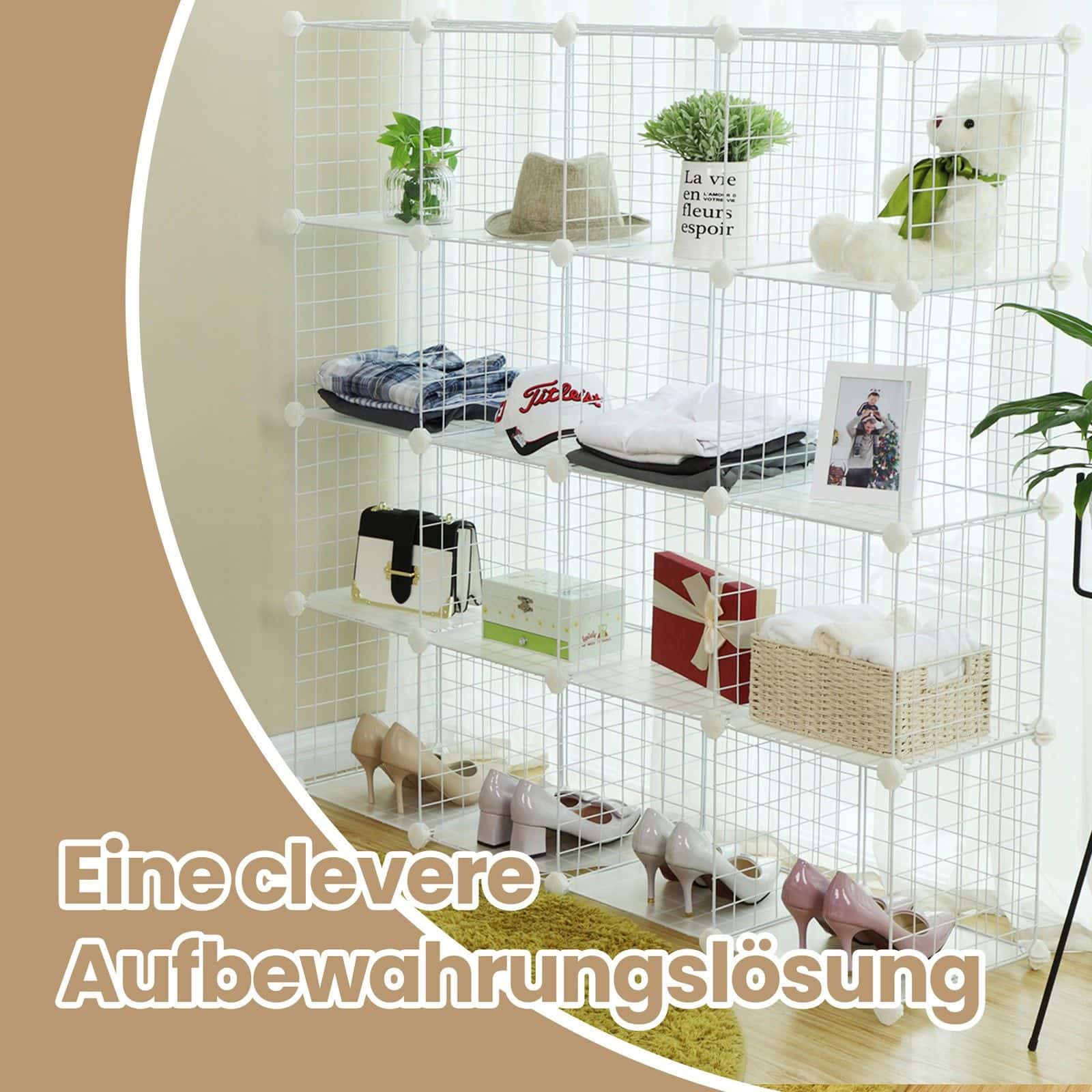 Steckregalsystem mit 16 Gitterwürfeln Steckregalsystem mit 16 Gitterwürfeln