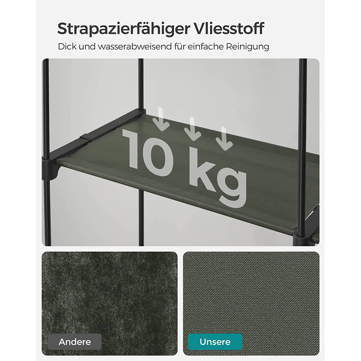 Stoffschrank mit 2 Kleiderstangen salbeigrün Stoffschrank mit 2 Kleiderstangen salbeigrün