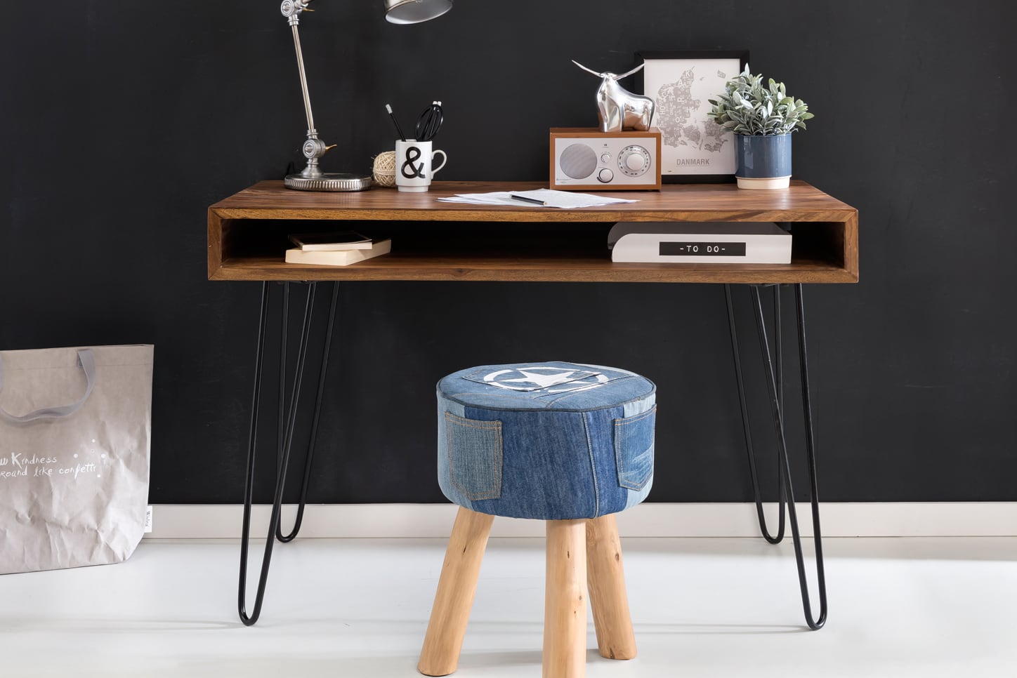 41901-WOHNLING-Schreibtisch-BAGLI-mit-Ablage-110x_5 Schreibtisch BAGLI braun 110 x 60 x 76 cm Massiv Holz Laptoptisch Sheesham Natur