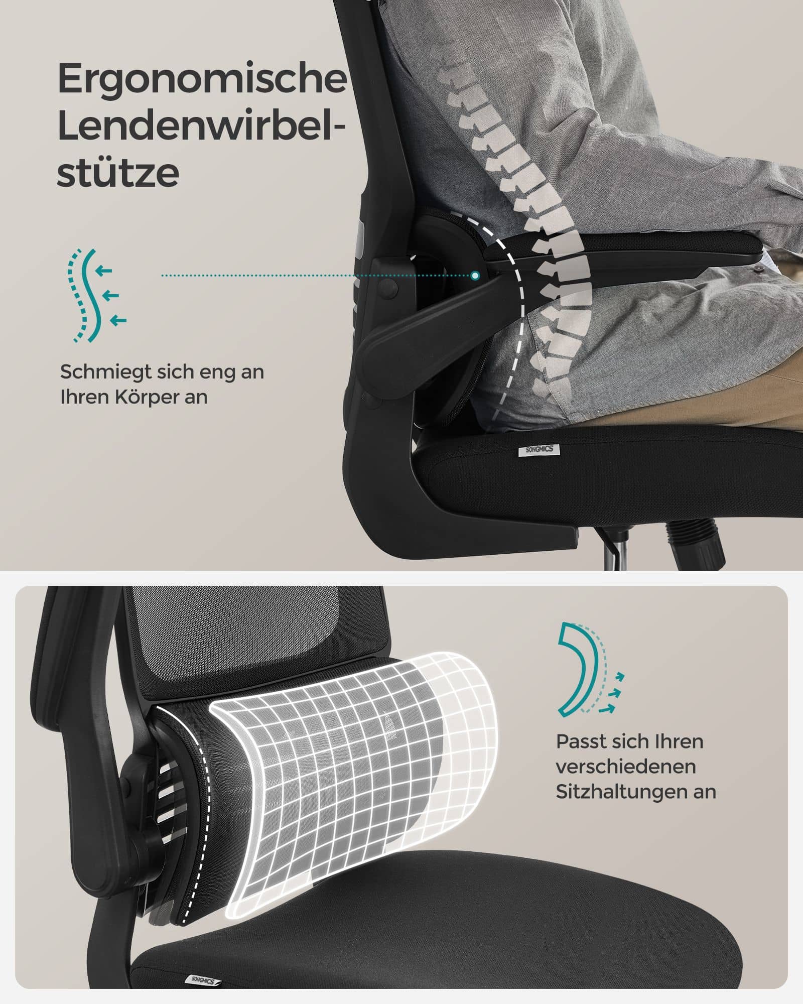 Bürostuhl mit Lendenwirbelstütze und verstellbarer Kopfstütze tintenschwarz Bürostuhl mit Lendenwirbelstütze und verstellbarer Kopfstütze tintenschwarz