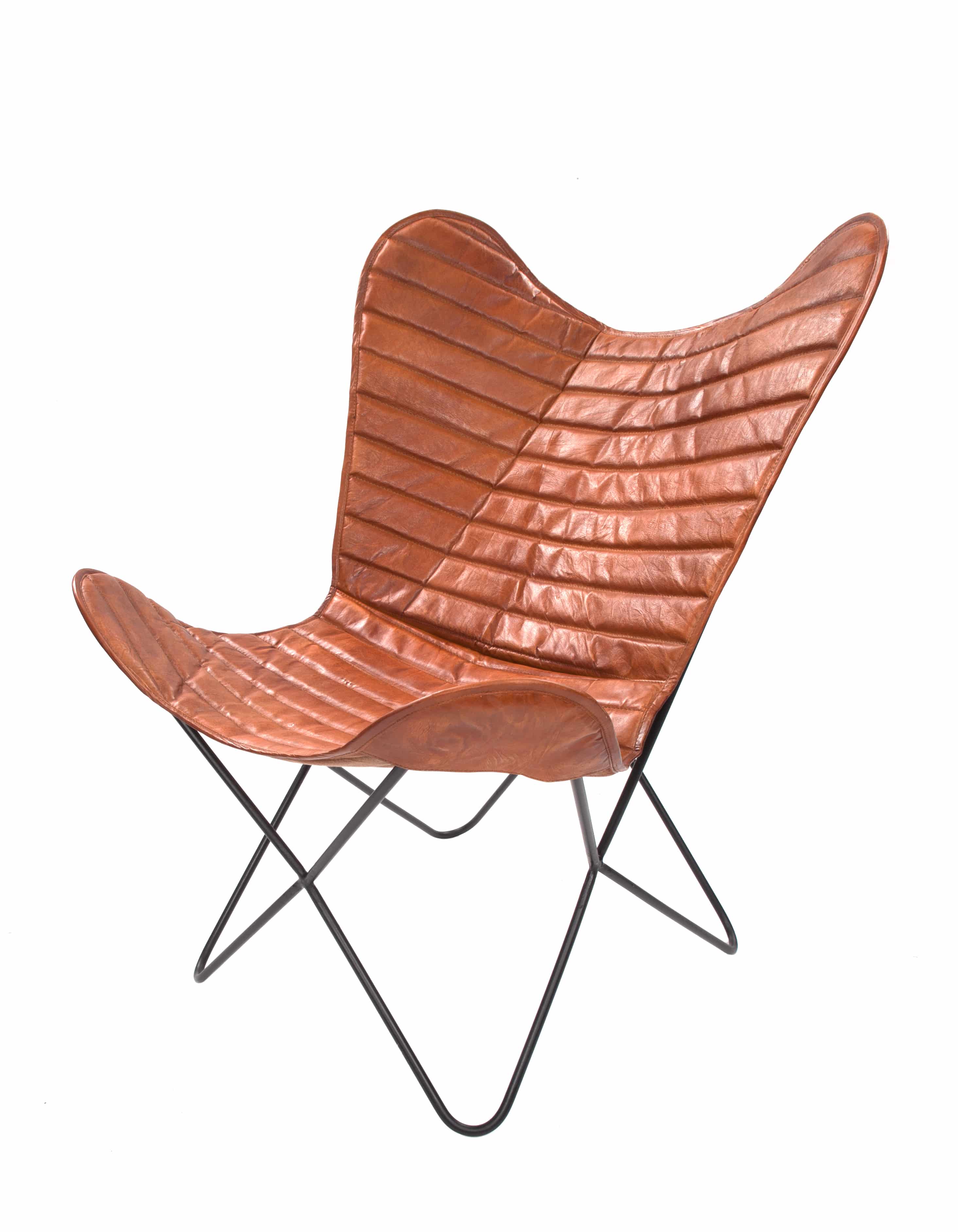 Schmetterling-Stuhl Santiago 326 – Leder Cognac 71×78×89 cm