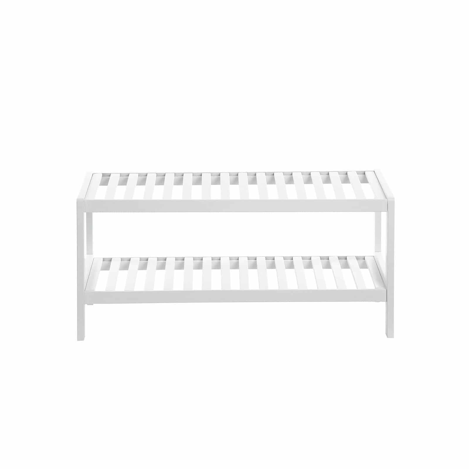 Schlichtes Schuhregal Bambus Weiß-LBS02WT