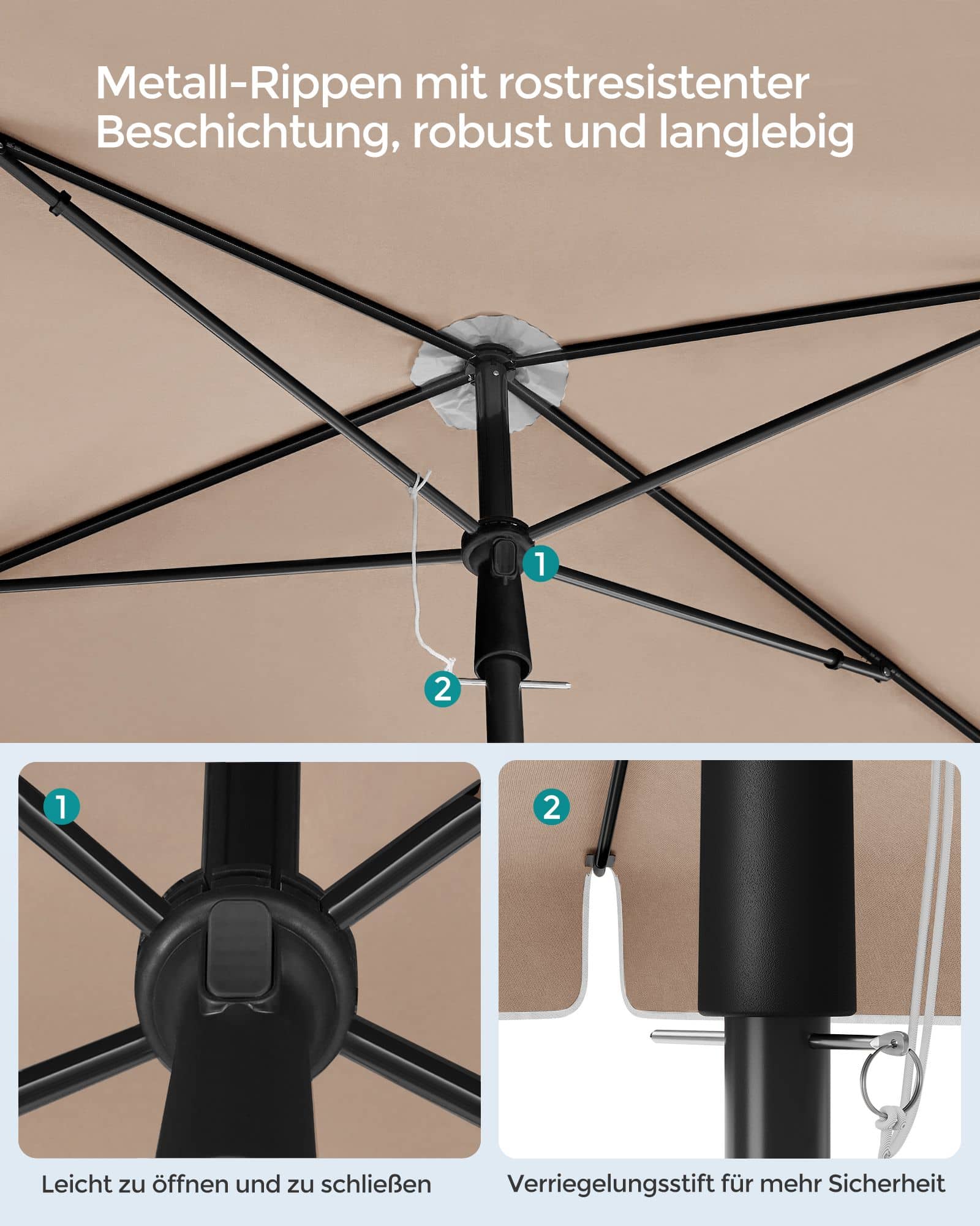 Sonnenschirm 230 x 150 cm Balkonschirm UPF 50+