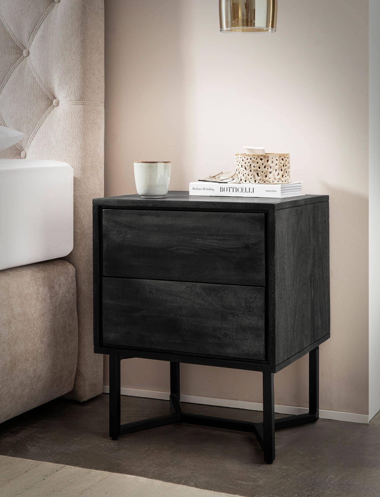 Nachttisch Akazie Massivholz 45x40x57 cm Nachtschrank Boxspringbett Nachttisch Akazie Massivholz 45x40x57 cm Nachtschrank Boxspringbett