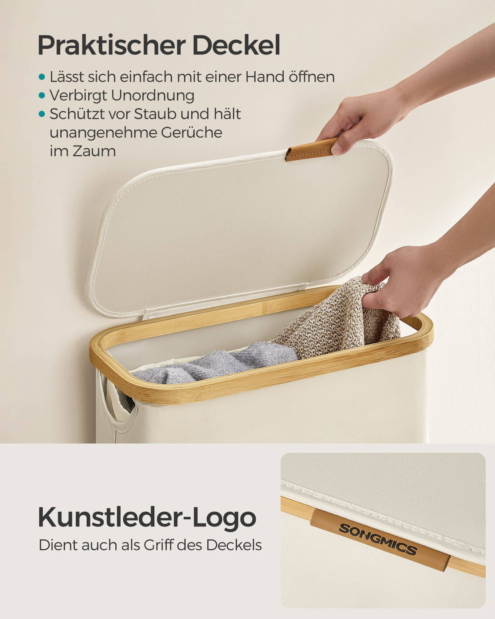 Wäschekorb 60 Liter mit Deckel weiß Wäschekorb 60 Liter mit Deckel weiß