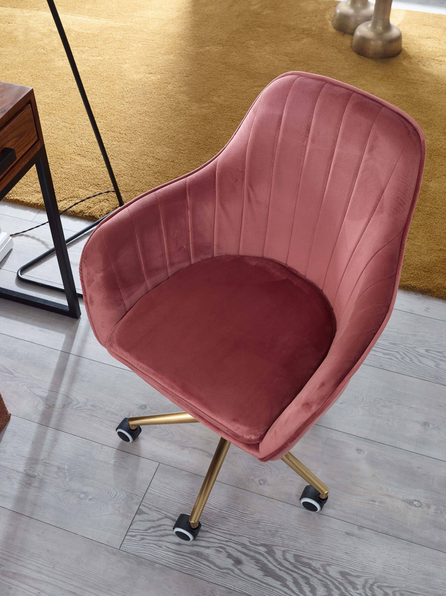 57499-Amstyle-Schreibtischstuhl-Samt-Rosa-Design-Drehstuhl-mit-Lehne-Arbeitsstuhl-mit-120-kg-Maximalbelastung-Schalenstuhl-mit-Rollen-Stuhl-drehbar-SPM1-431-SPM1-431_3 Schreibtischstuhl Samt Rosa