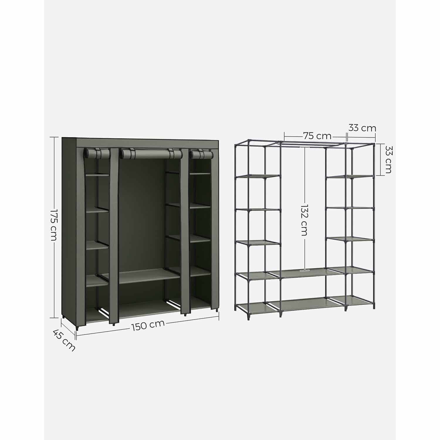 Stoffschrank mit Kleiderstange salbeigrün-LSF003C02 Stoffschrank mit Kleiderstange salbeigrün-LSF003C02
