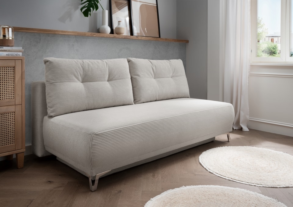 Benformato_Ari_2FBK_4802-1 Elegantes Silbernes Ari Sofa von Benformato mit Praktischer Schlaffunktion