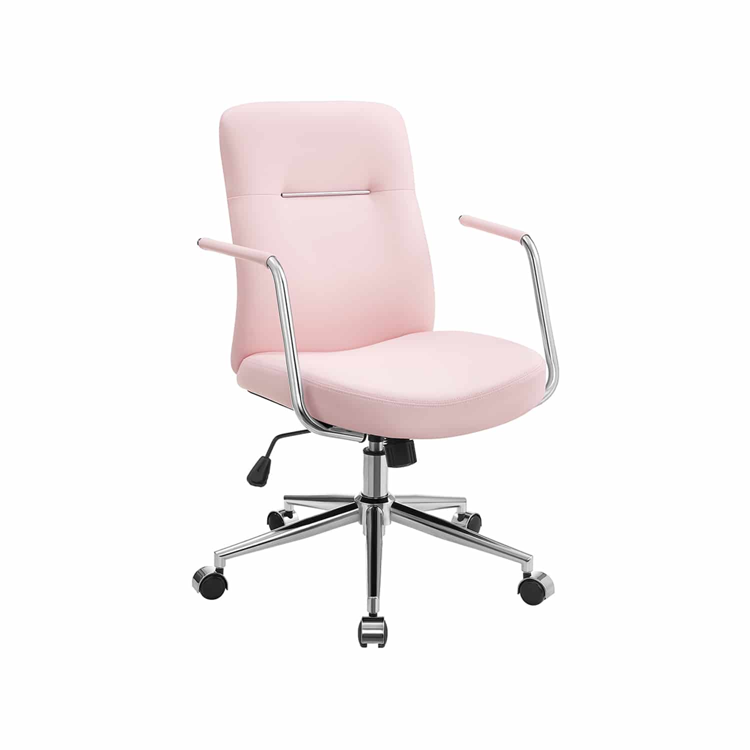 Bürostuhl mit Rückenlehnen und gebogenem Sitz pastellrosa Bürostuhl mit Rückenlehnen und gebogenem Sitz pastellrosa