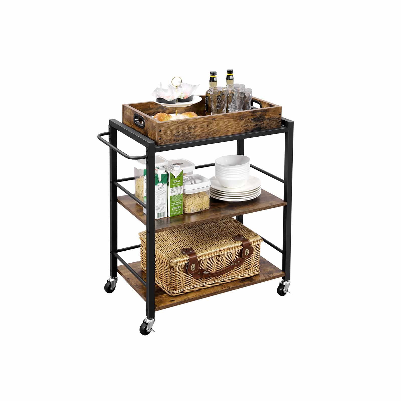 Universal-Casters-Kitchen-Cart-LRC72X-2ugSIhR0xHy9Ap Küchenwagen mit Tablett Vintagebraun