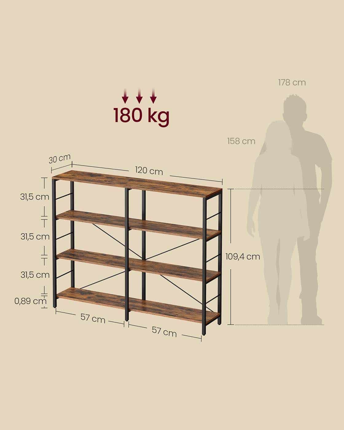 Bücherregal mit 4 Ebenen Bücherregal mit 4 Ebenen