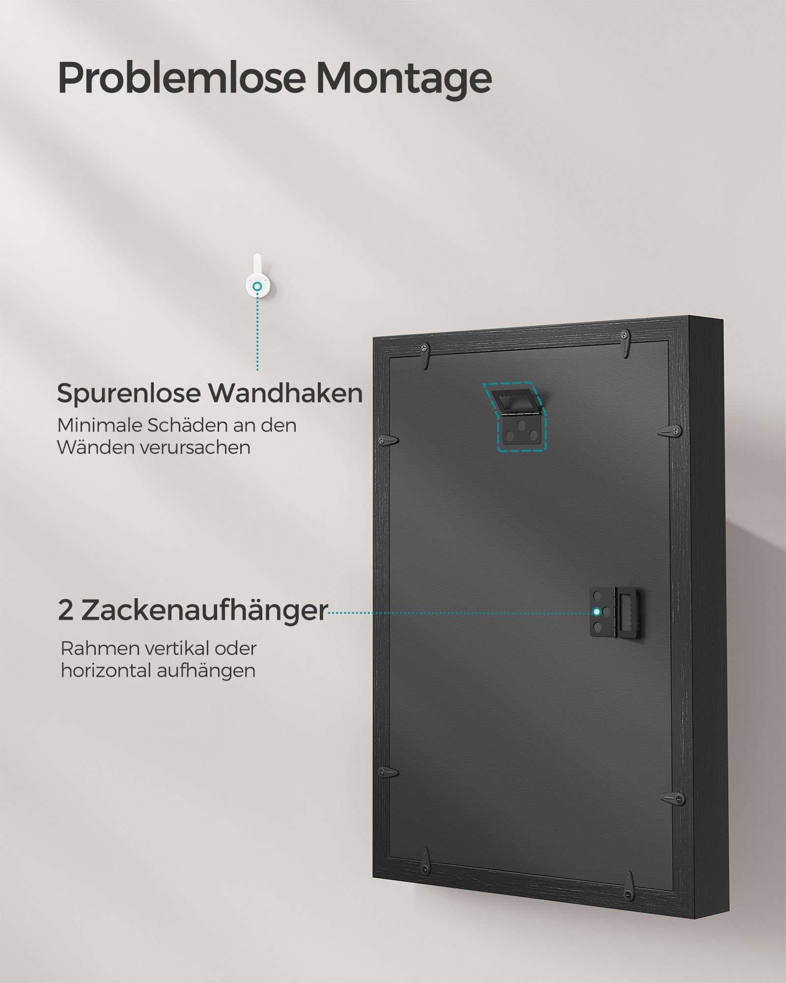 Bilderrahmen A4 mit Wandhaken eschenschwarz Bilderrahmen A4 mit Wandhaken eschenschwarz