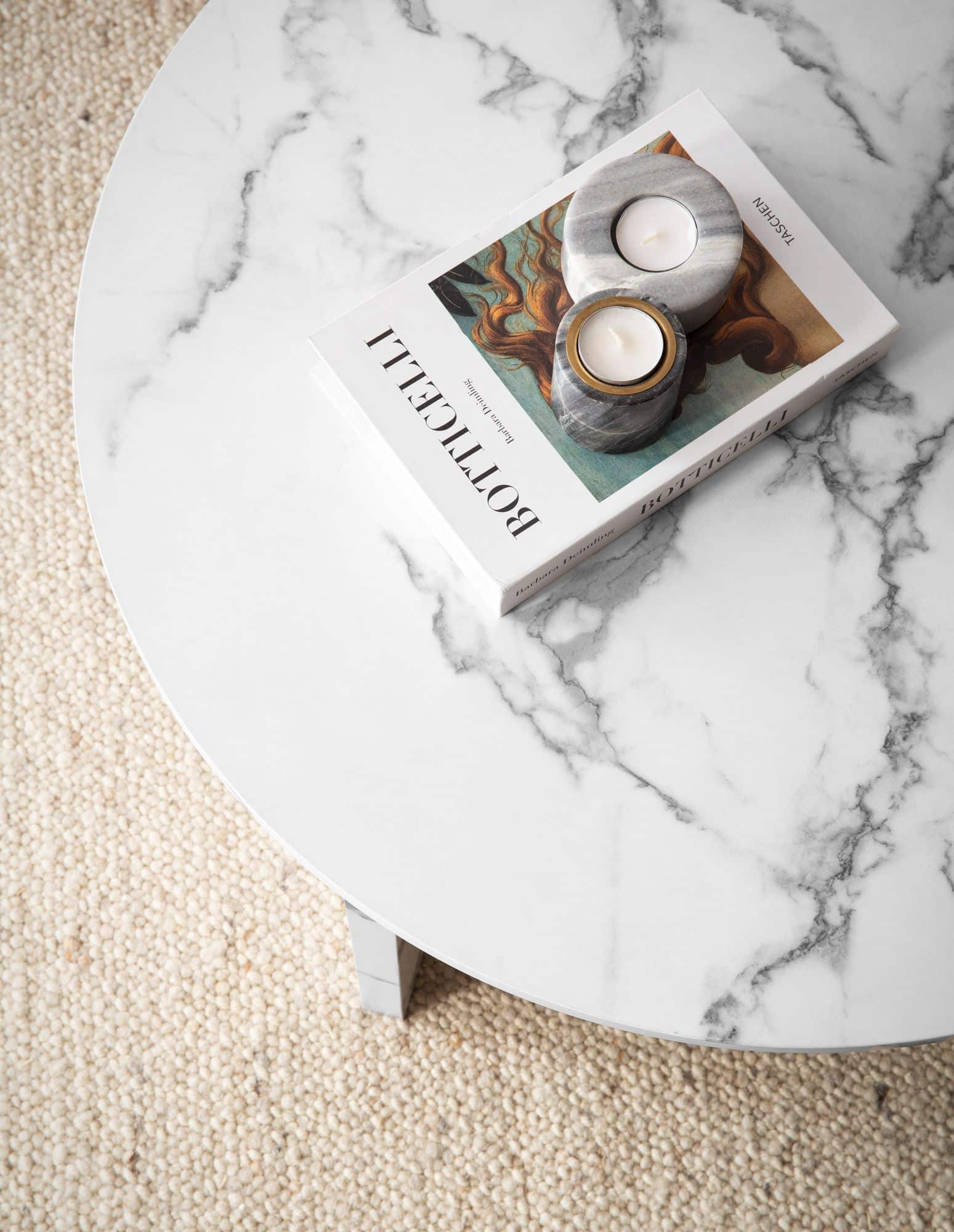 Couchtisch 70x70x33 cm Weiß Sofatisch in Marmor-Optik Modern Couchtisch 70x70x33 cm Weiß Sofatisch in Marmor-Optik Modern