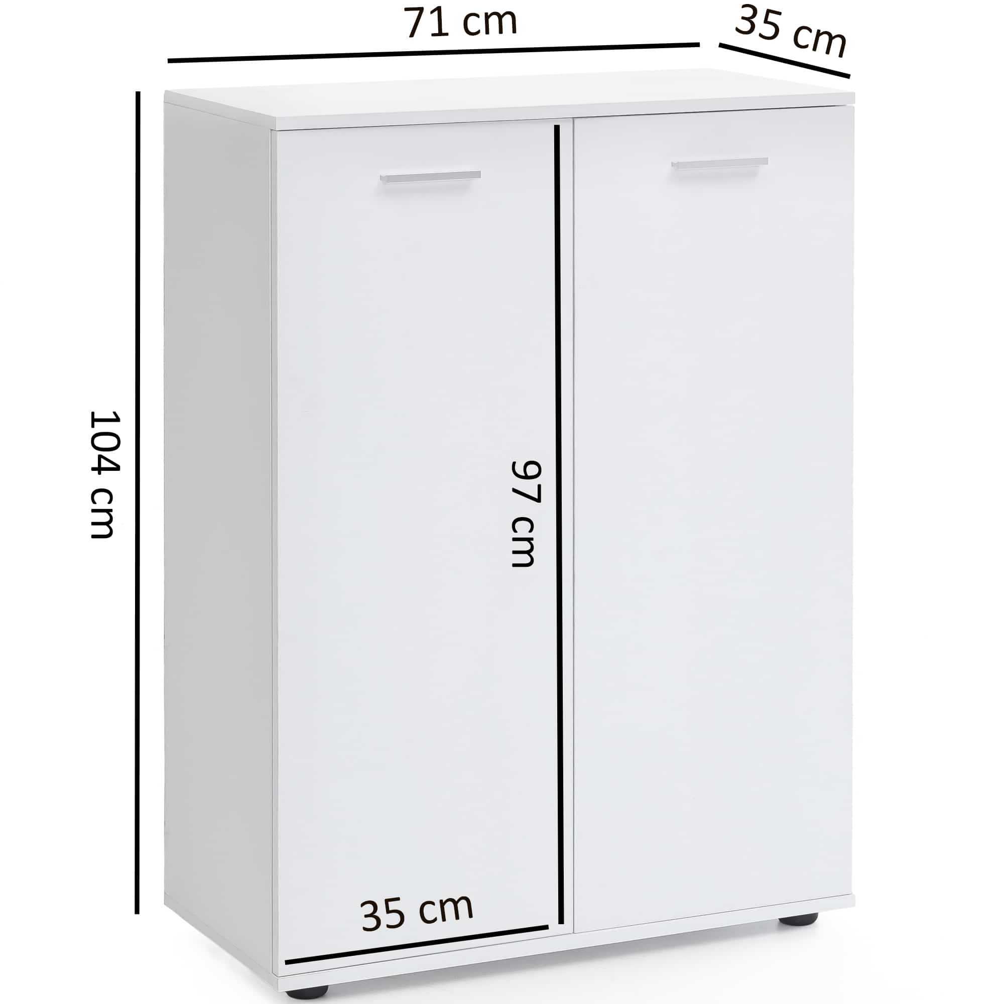 45905-WOHNLING-Kommode-SVENJA-2-tuerig-71x35x101c_2 Kommode mit 2 Türen 71x104x35cm Mehrzweckschrank Holz Weiß