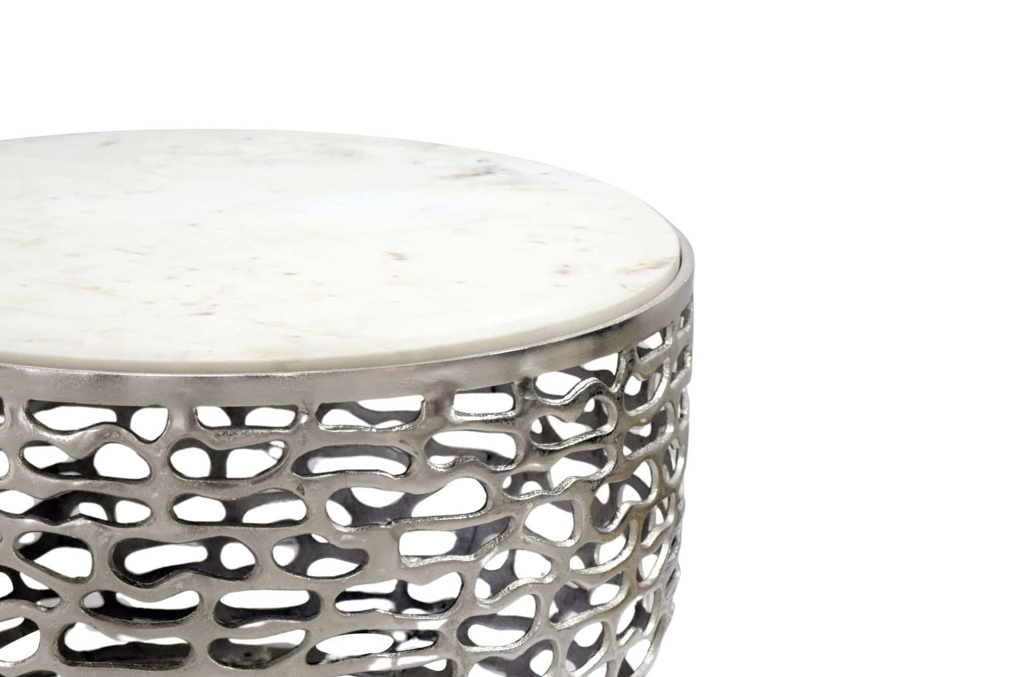 Design Metall Couchtisch Silber mit weißer Marmor Tischplatte 60 cm rund - Aluminium Wohnzimmertisch Modern - Loungetisch Alu Beistelltisch Wohnzimmer Handmade Design Metall Couchtisch Silber mit weißer Marmor Tischplatte 60 cm rund - Aluminium Wohnzimmertisch Modern - Loungetisch Alu Beistelltisch Wohnzimmer Handmade
