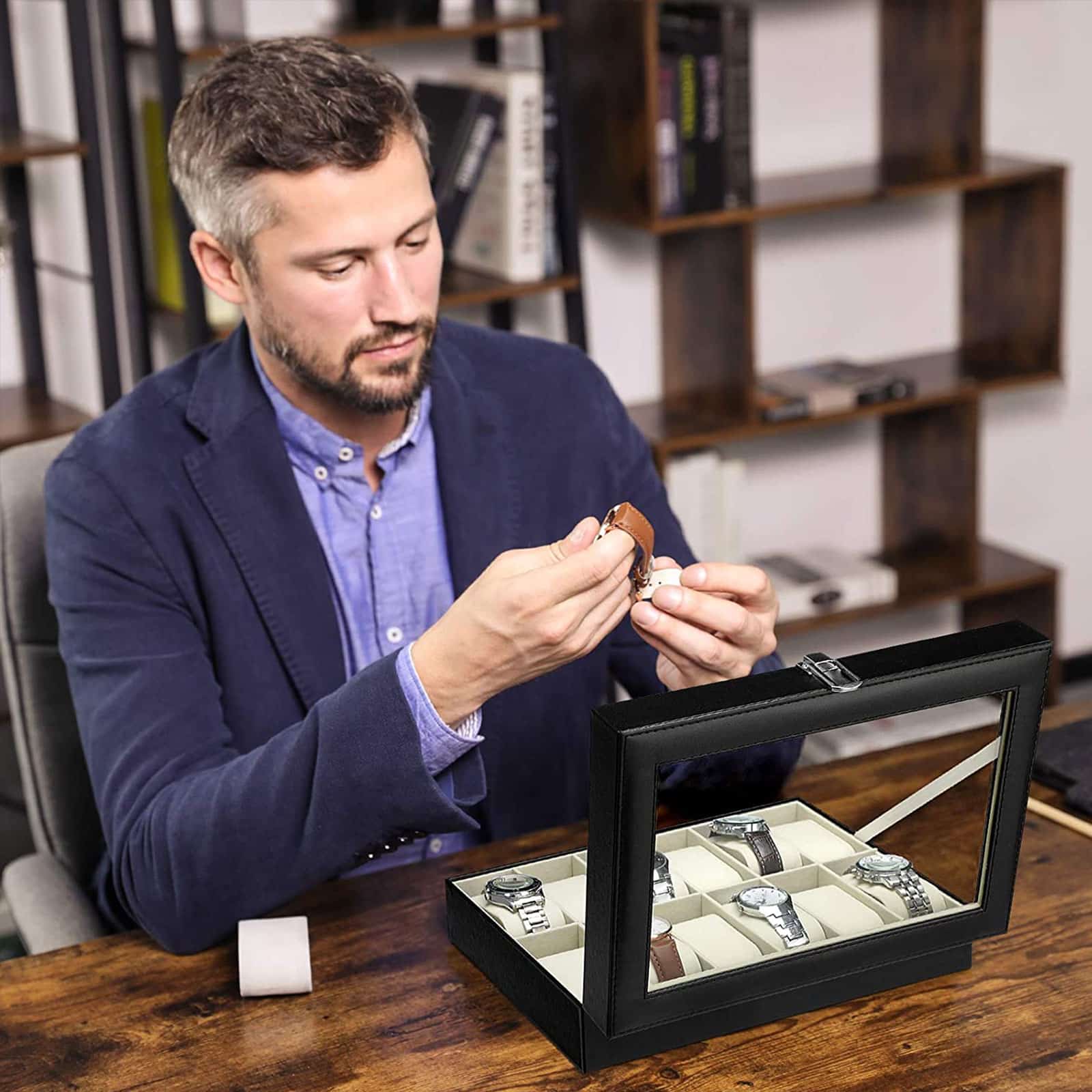 Uhrenbox mit 12 Fächern-JWB12BE