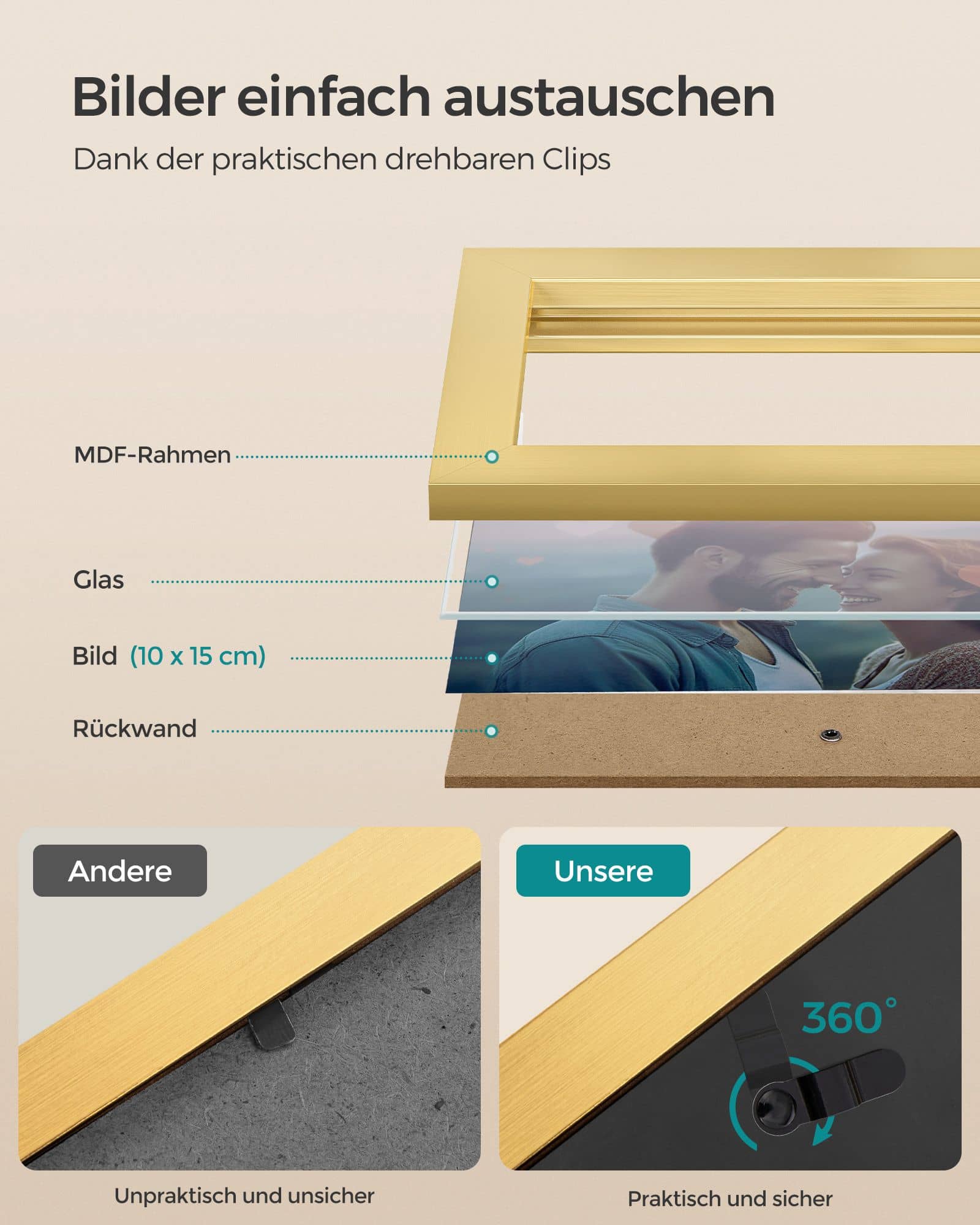 4 Fotorahmen für 10 x 15 cm Bilder Wanddeko 4 Fotorahmen für 10 x 15 cm Bilder Wanddeko