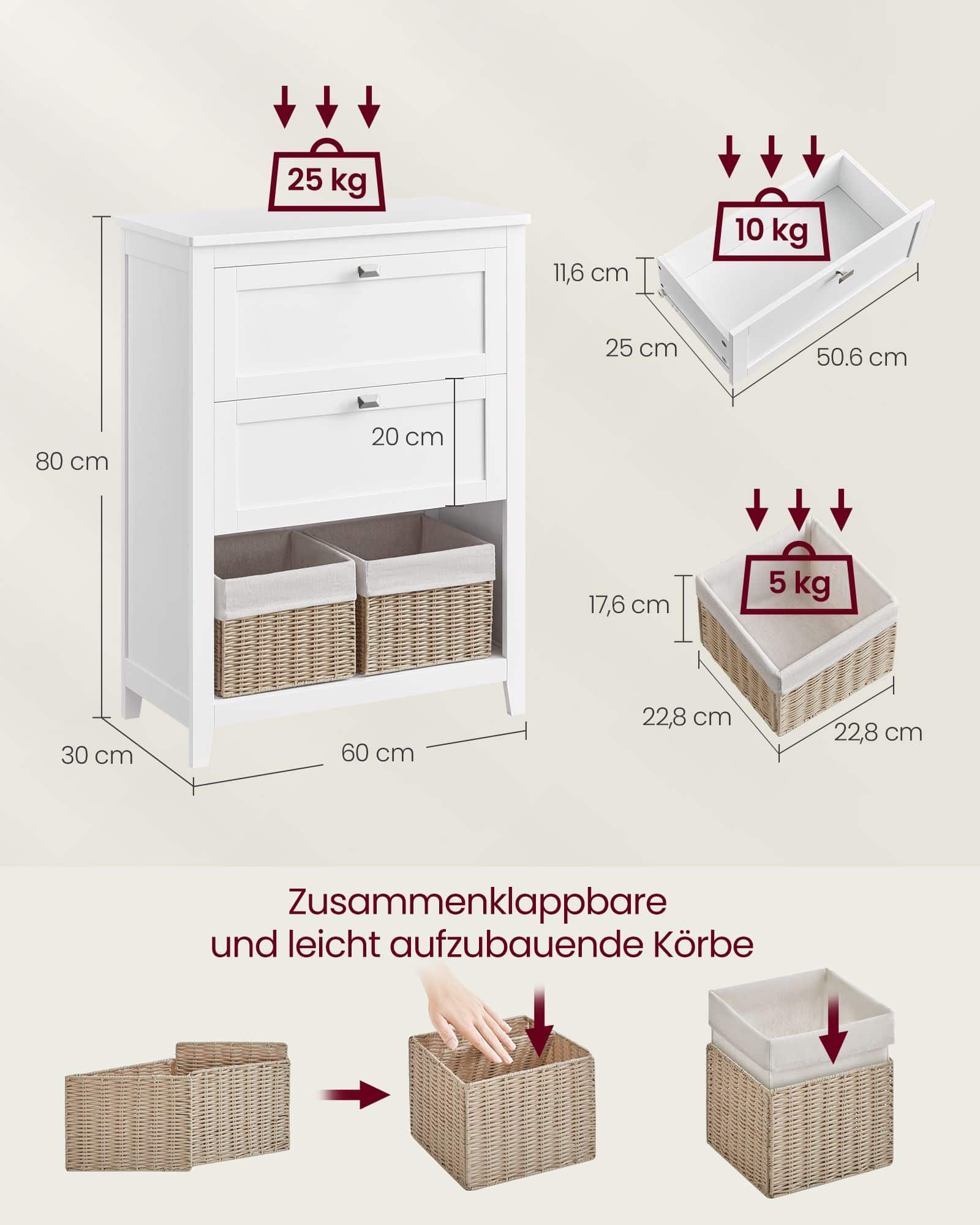 Badezimmermöbel mit verstellbaren Trennwänden wolkenweiß Badezimmermöbel mit verstellbaren Trennwänden wolkenweiß