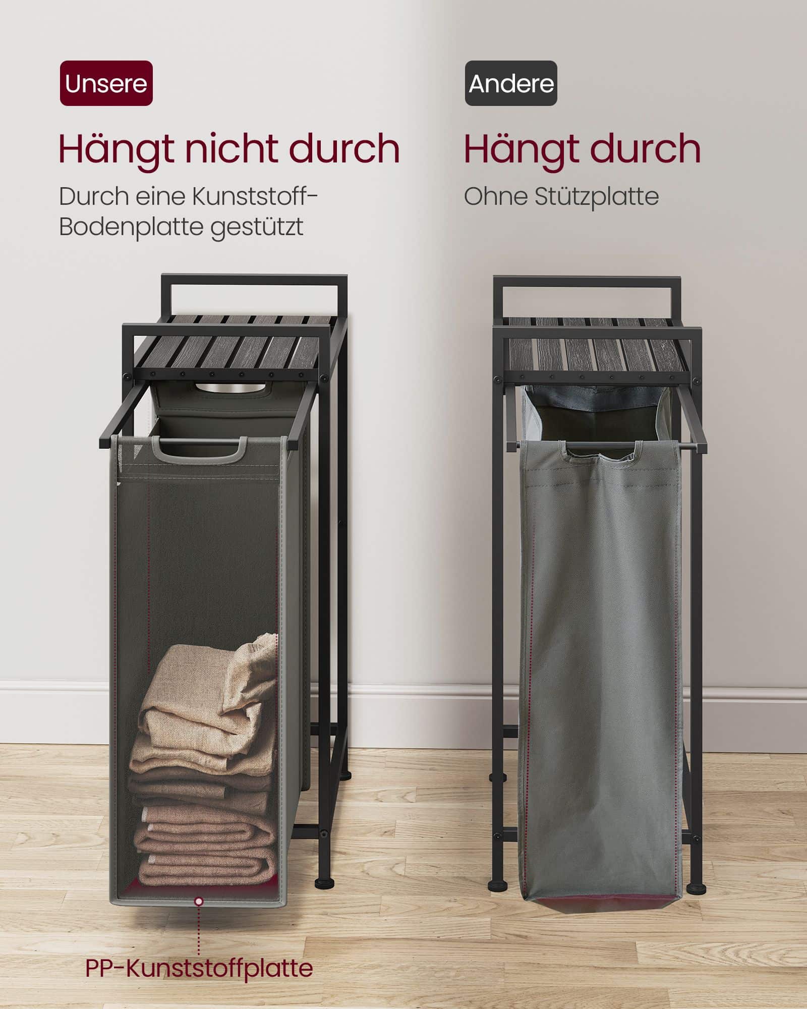 Wäschekorb mit Ablage schiefergrau-anthrazitgrau