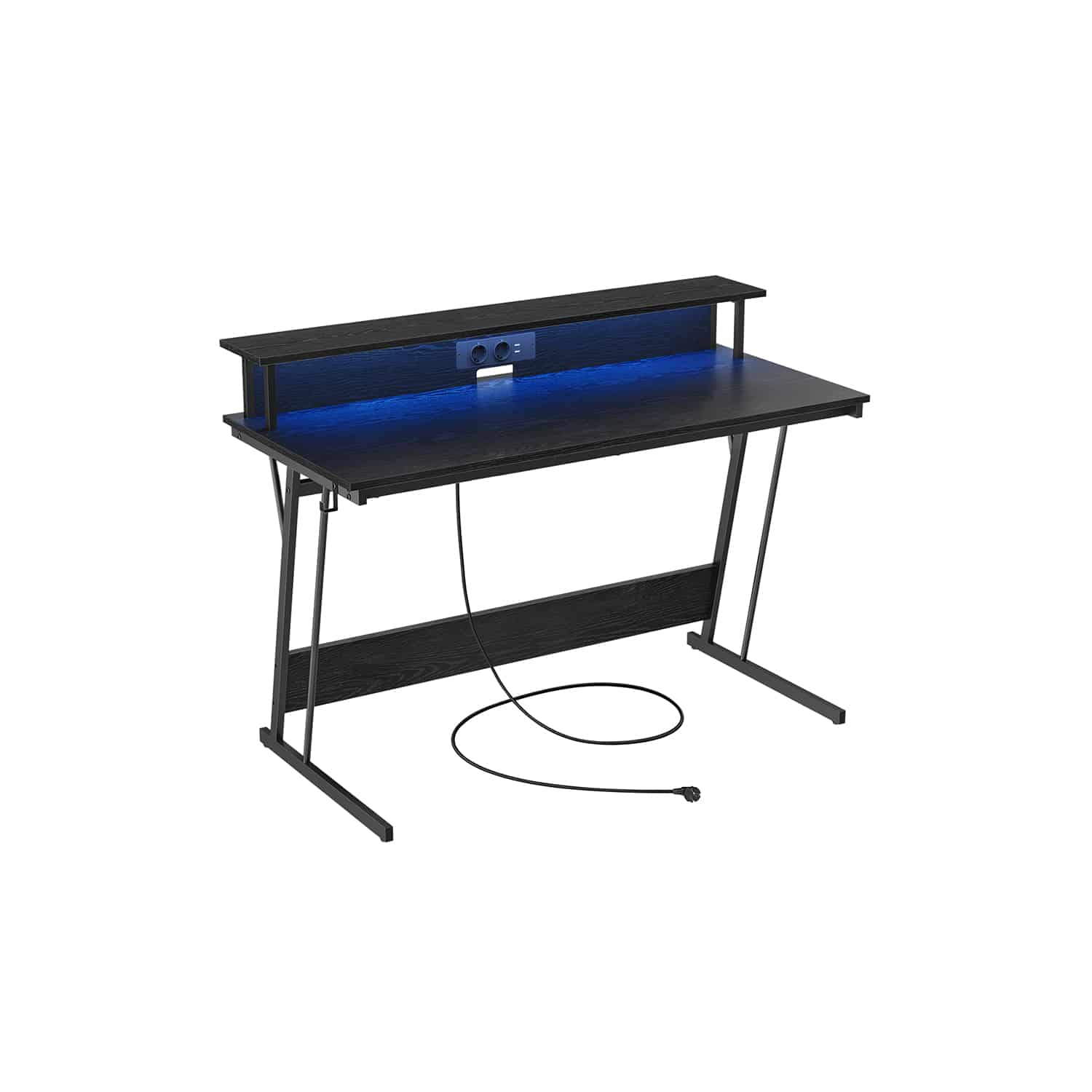 Schreibtisch mit Monitorständer 55 x 135 x 76 cm ebenholzschwarz