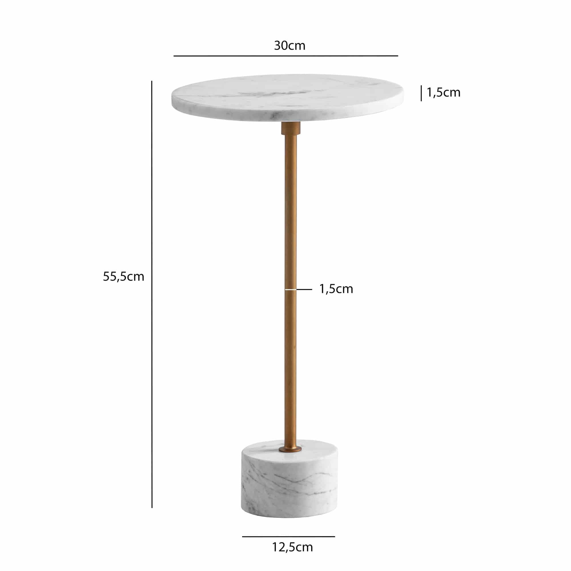 Beistelltisch Echter Marmor Metall 30x30x55