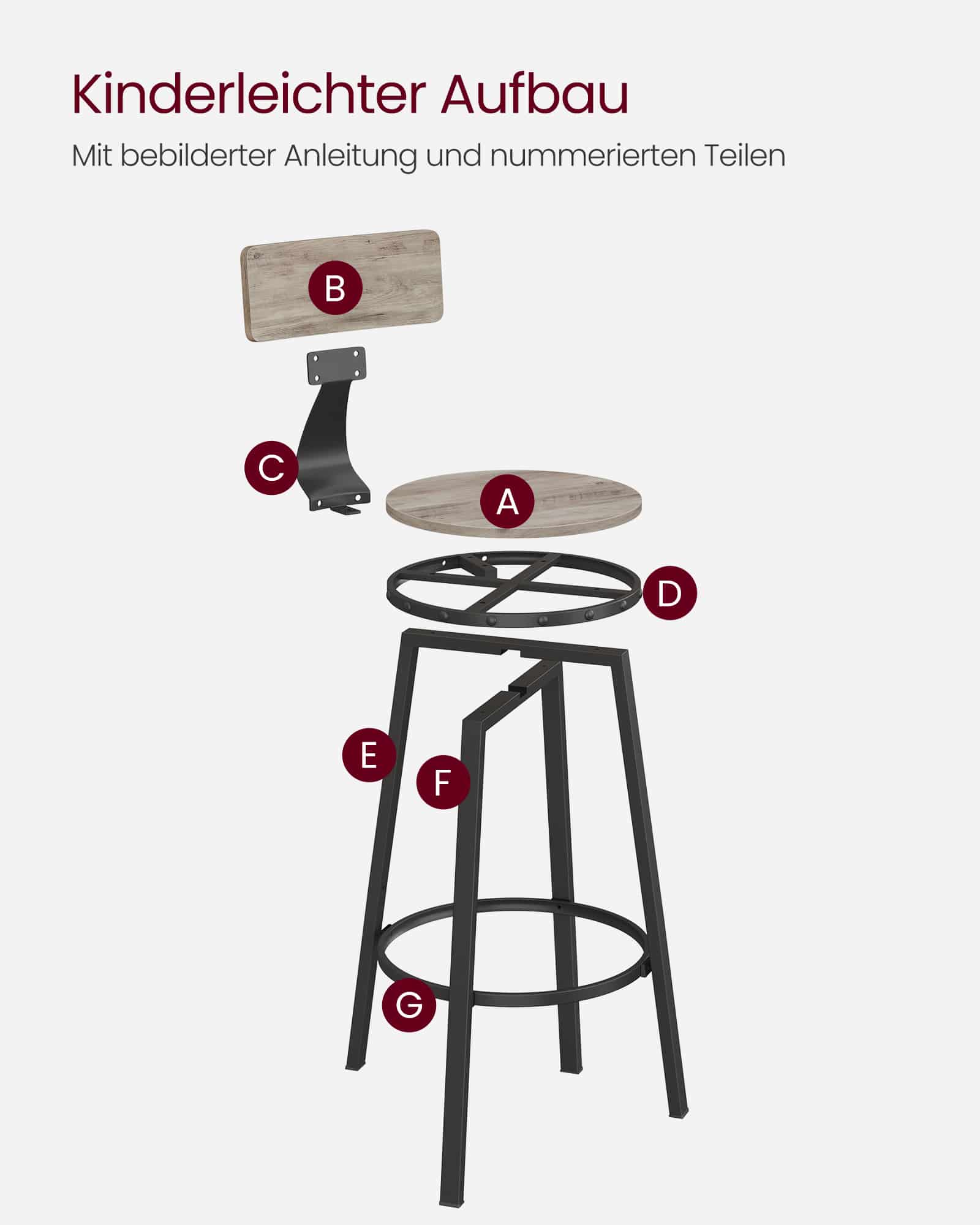 Barhocker 2er Set Greige-Schwarz Barhocker 2er Set Greige-Schwarz