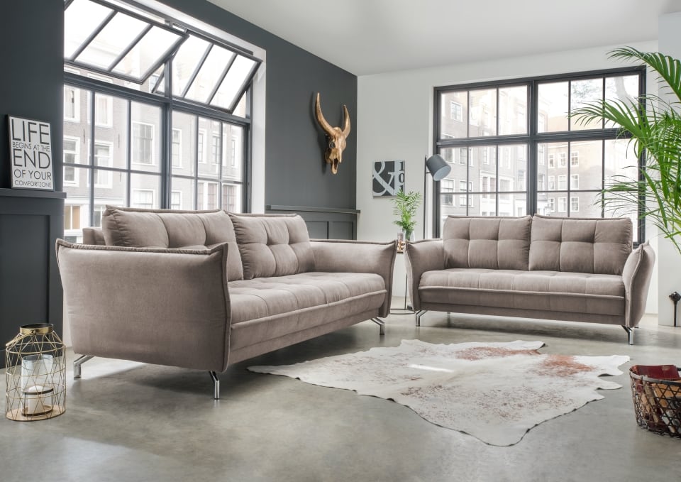 Nanini-3AF-2AF-3615 Charmantes Hellgrau: 3er + 2,5er Nanini Sofa Set von Benformato