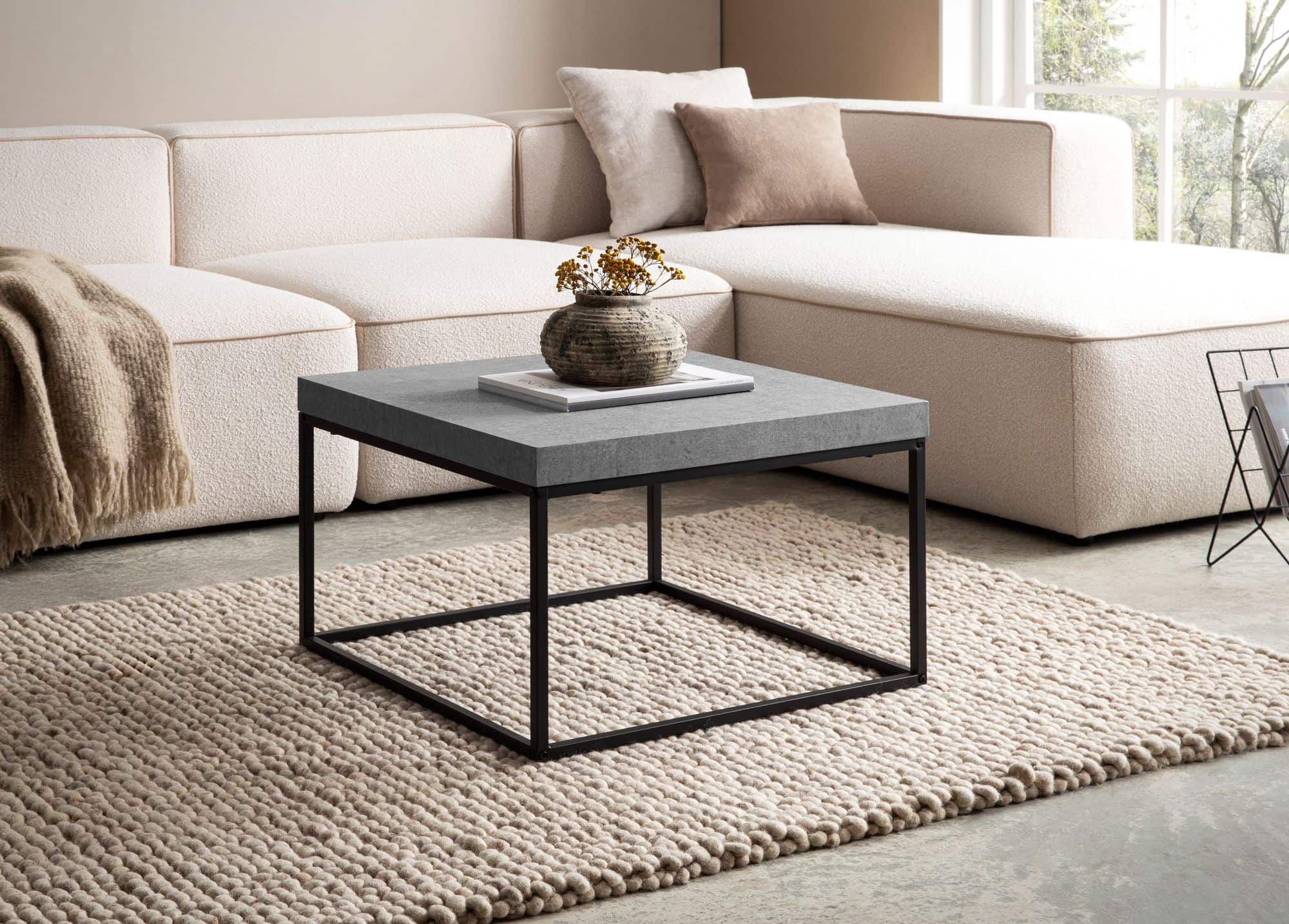 Couchtisch 60x60x38 cm Grau Sofatisch in Beton-Optik Modern Couchtisch 60x60x38 cm Grau Sofatisch in Beton-Optik Modern