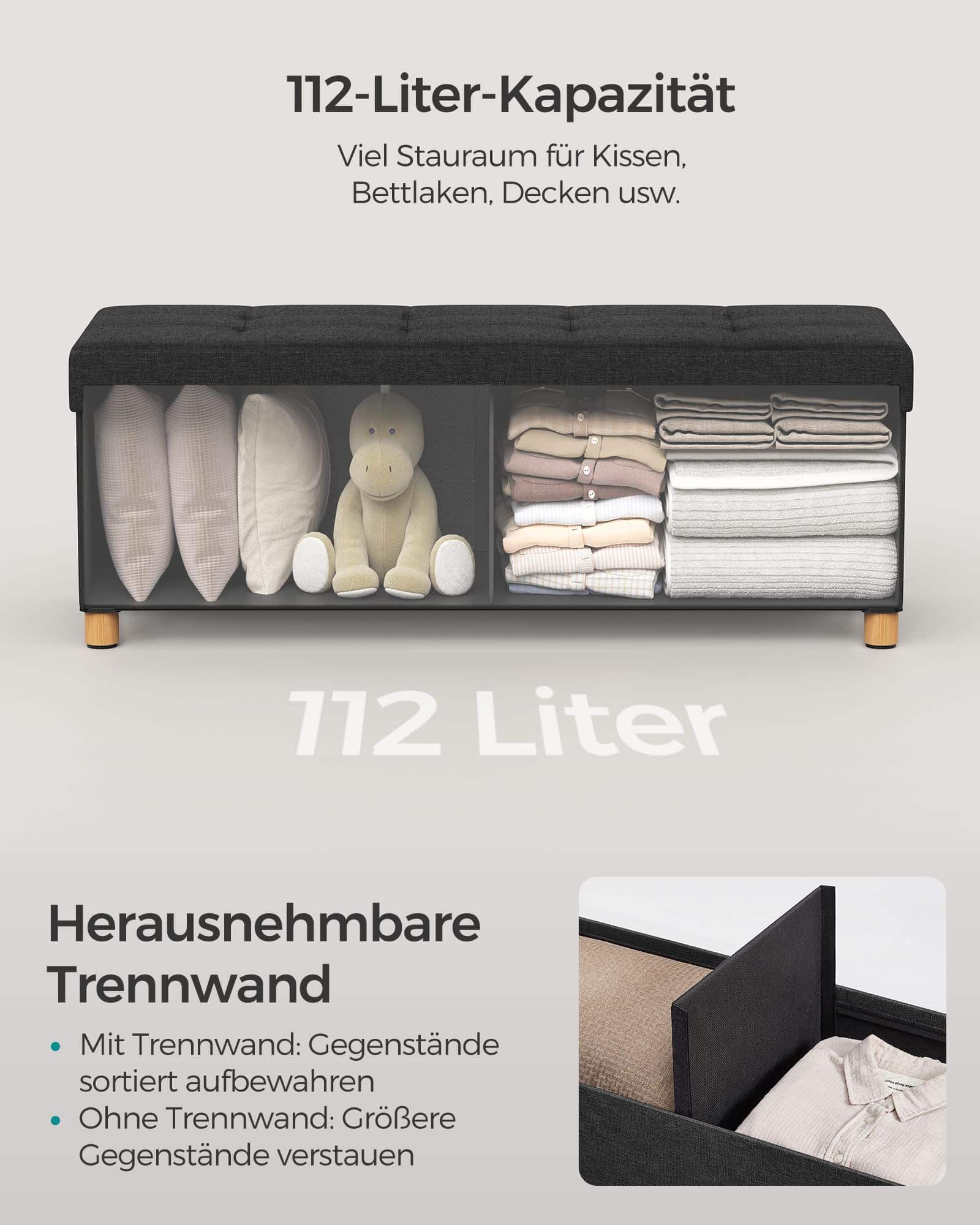 Sitzbank mit Stauraum klappbar tintenschwarz-LSF018B11 Sitzbank mit Stauraum klappbar tintenschwarz-LSF018B11