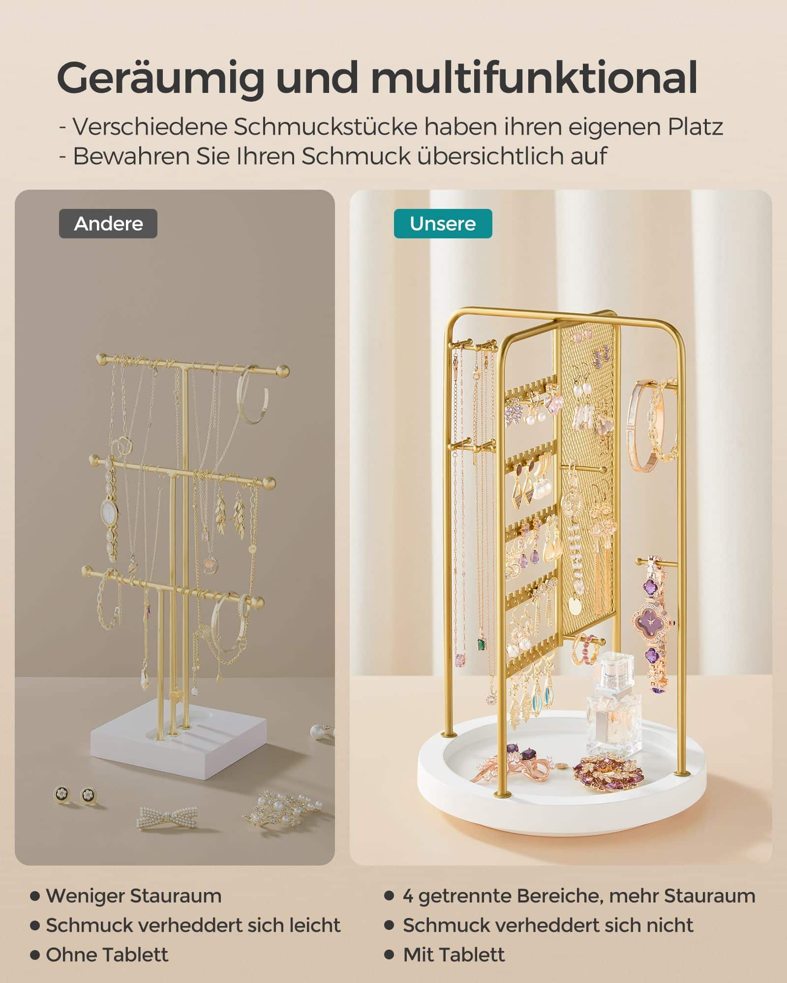 Schmuckhalter mit Metallrahmen Geschenkidee goldfarben Schmuckhalter mit Metallrahmen Geschenkidee goldfarben