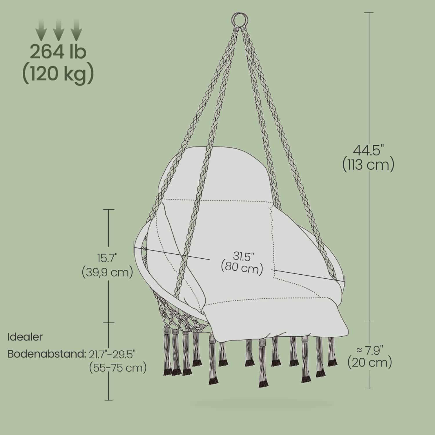 Hängesessel, bis 120 kg belastbar, Hängeschaukel, Hängesessel, bis 120 kg belastbar, Hängeschaukel,