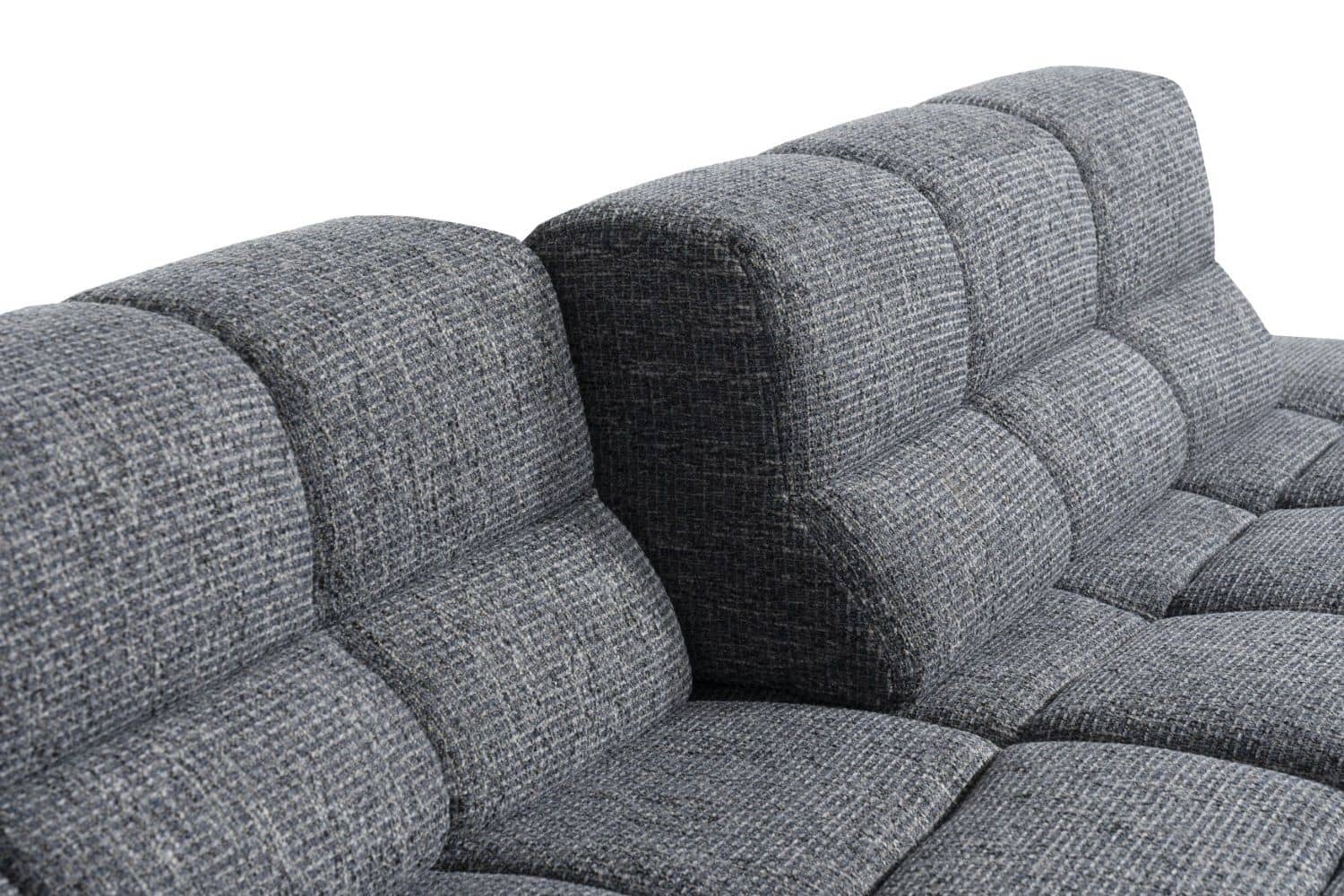 Liam Ecksofa von designwerk – modernes Flachgewebe-Sofa mit Sitztiefenverstellung und Recamiere