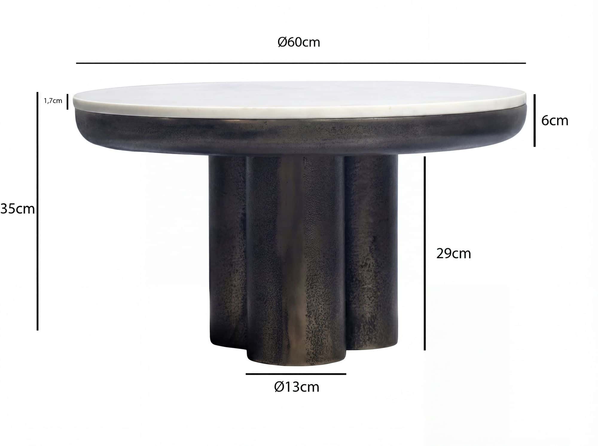 Couchtisch Metall mit weißer Marmor Tischplatte 60cm Rund - Design Wohnzimmertisch Aluminium - Alu Loungetisch Säulenbein - Moderner Beistelltisch Sofatisch - Edler Kaffeetisch Handmade Couchtisch Metall mit weißer Marmor Tischplatte 60cm Rund - Design Wohnzimmertisch Aluminium - Alu Loungetisch Säulenbein - Moderner Beistelltisch Sofatisch - Edler Kaffeetisch Handmade