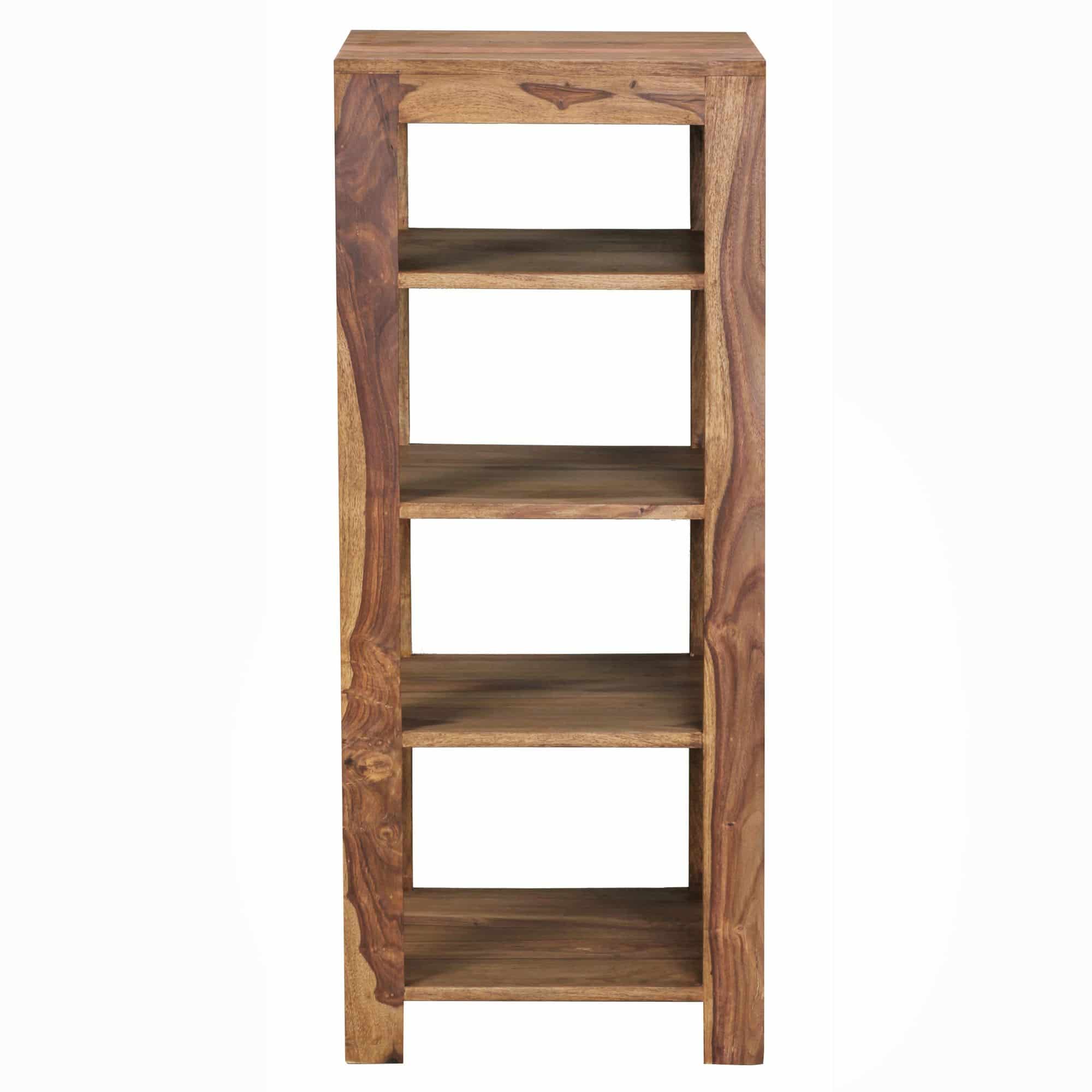 36266-WOHNLING-Standregal-MUMBAI-Massiv-Holz-Shee_5 Standregal MUMBAI Massiv-Holz Sheesham 105 cm Wohnzimmer-Regal mit 4 Ablagefächer Design Landhaus-Stil Beistelltisch