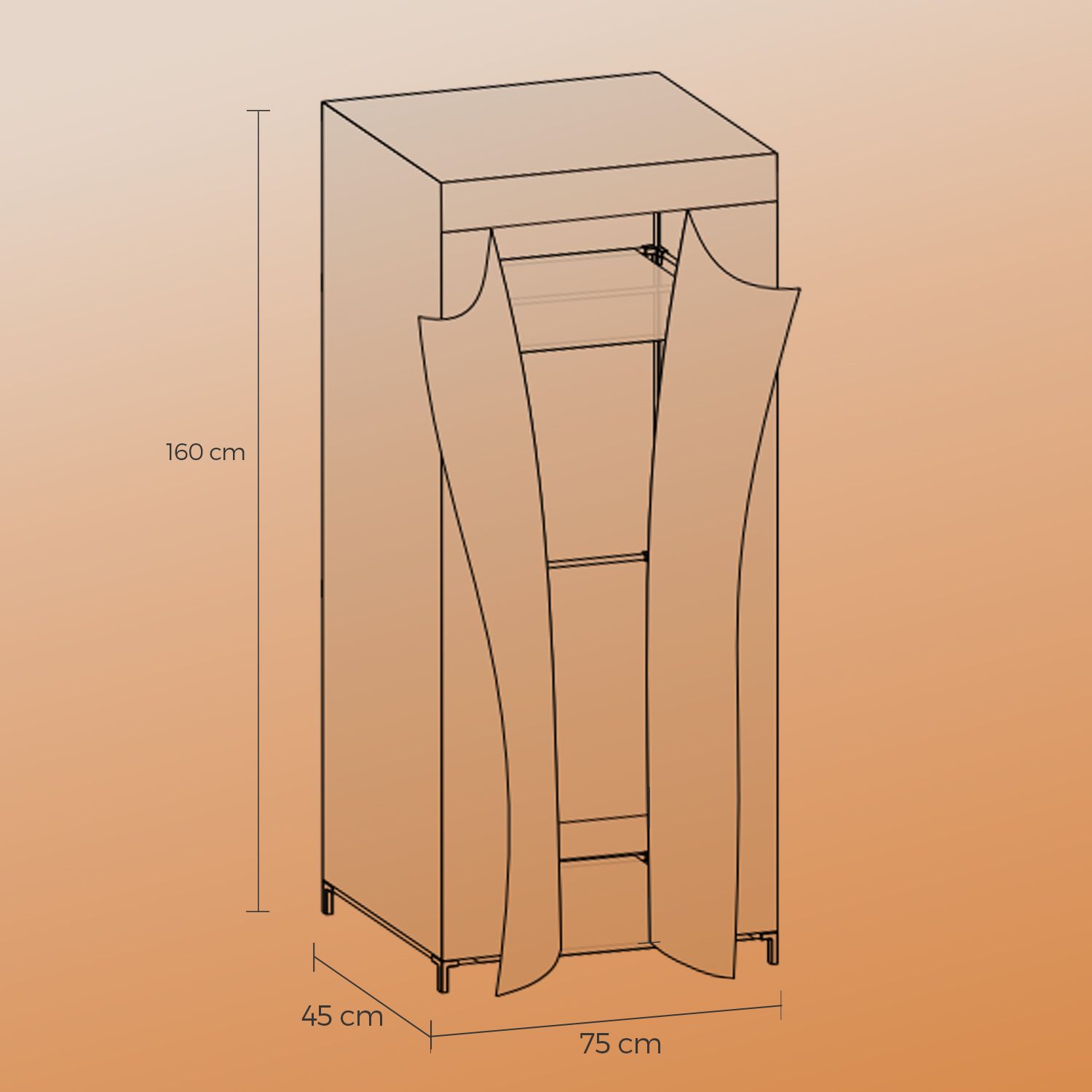 Stoffschrank 160 x 75 cm Schwarz Stoffschrank 160 x 75 cm Schwarz