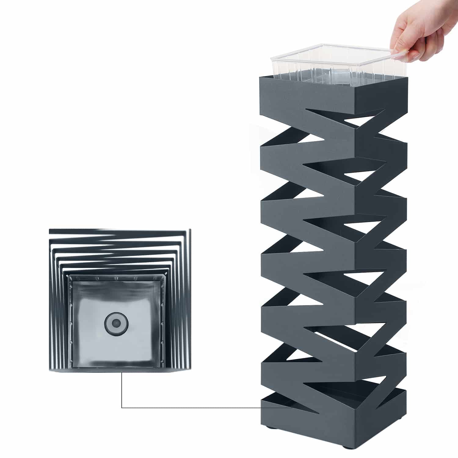 Regenschirmständer aus Metall quadratisch anthrazit-LUC016G01 Regenschirmständer aus Metall quadratisch anthrazit-LUC016G01