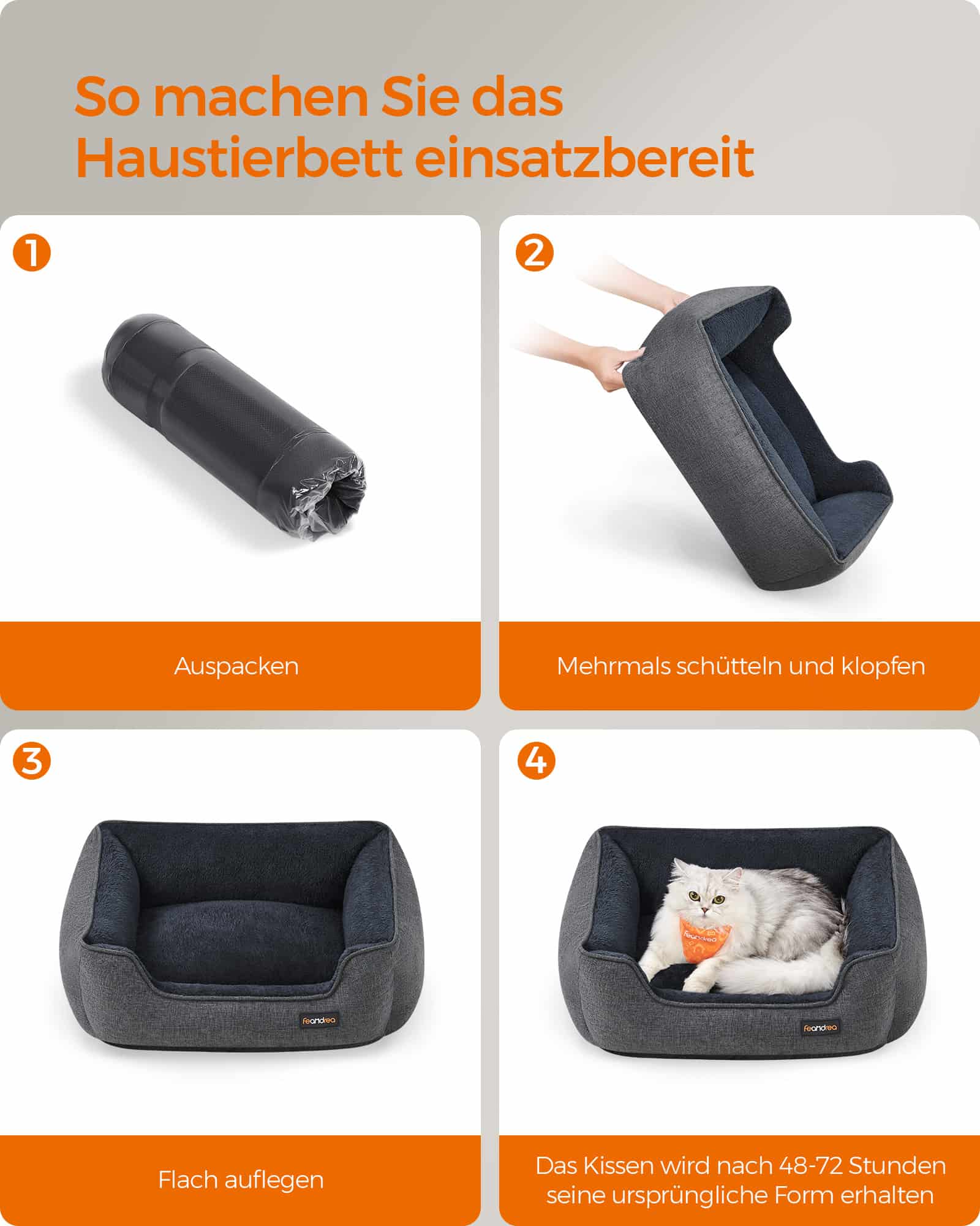 Hundebett mit abnehmbarem und waschbarem Bezug dunkelgrau-PGW009G01 Hundebett mit abnehmbarem und waschbarem Bezug dunkelgrau-PGW009G01