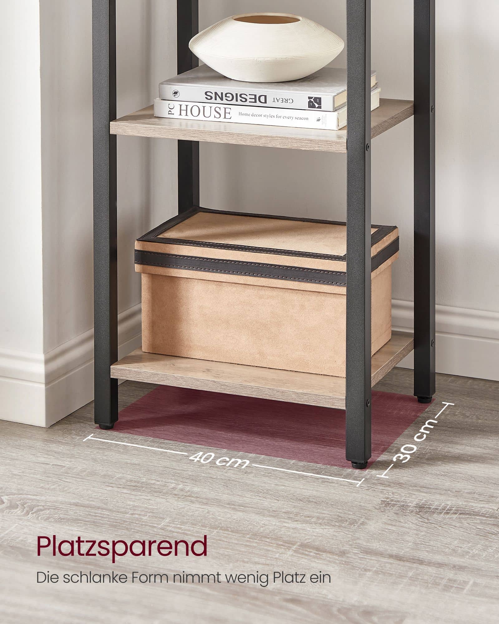 Bücherregal mit 6 Ebenen offene Ablagen greige-schwarz-B34LLS101B02 Bücherregal mit 6 Ebenen offene Ablagen greige-schwarz-B34LLS101B02