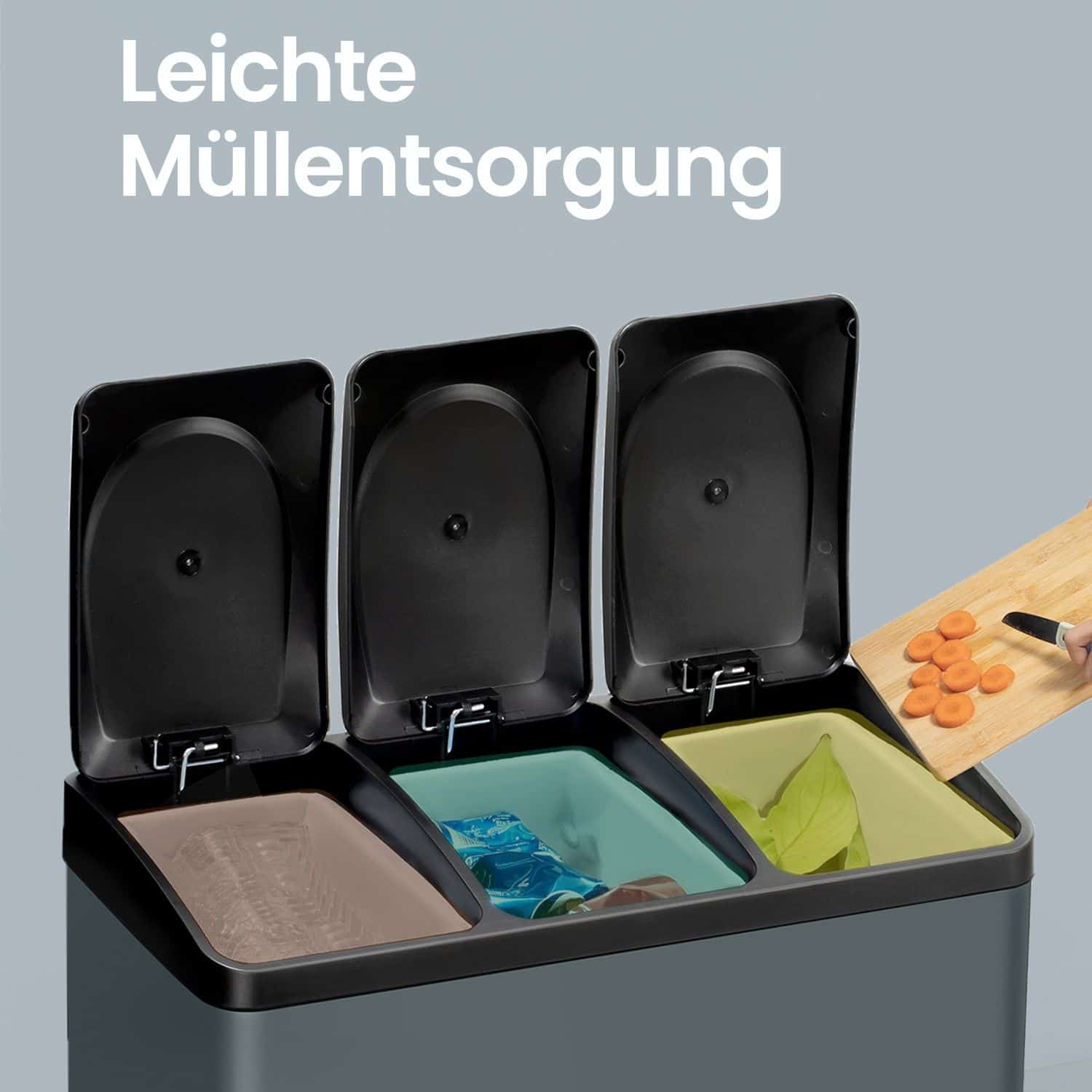 Mülleimer 3 Fächer, Mülltrennsystem Küche, Abfalleimer Mülleimer 3 Fächer, Mülltrennsystem Küche, Abfalleimer