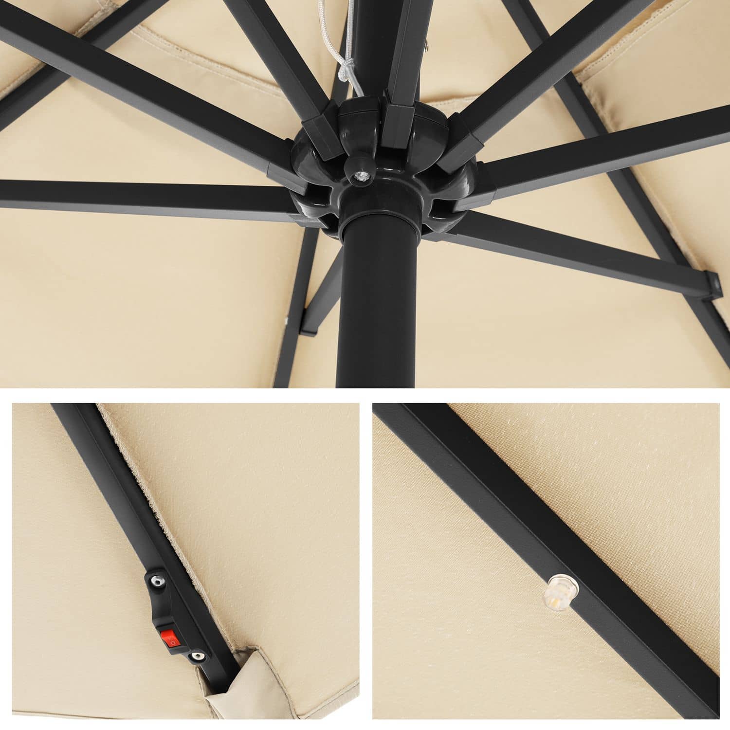 Sonnenschirm mit LED-Solar-Beleuchtung Sonnenschirm mit LED-Solar-Beleuchtung