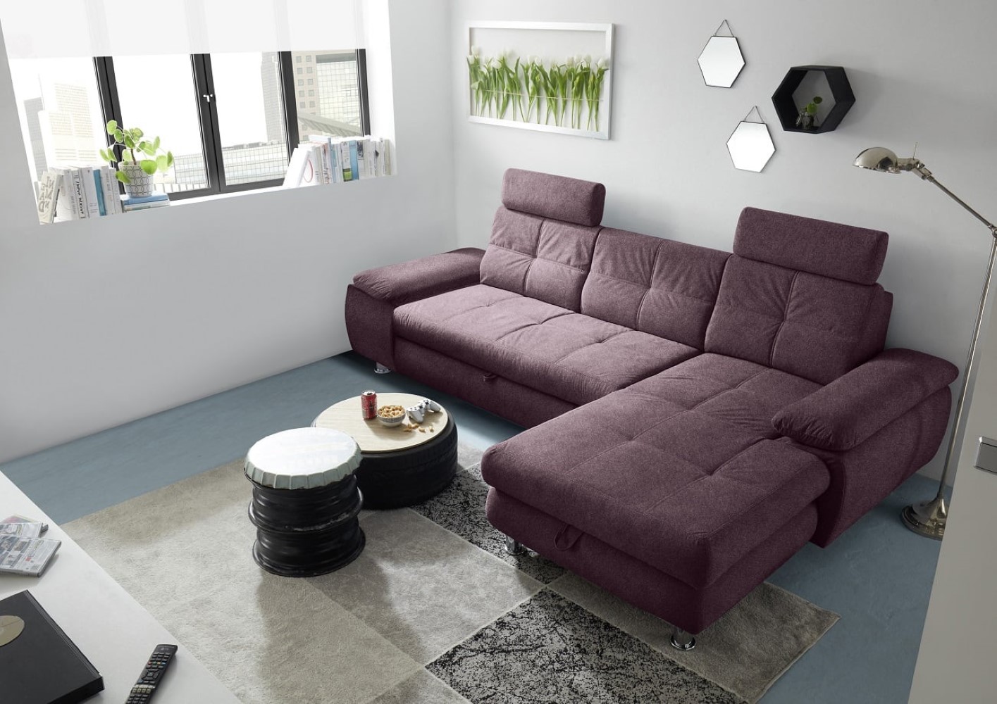 Ecksofa Alba von Ed Exciting Design – Stilvolles Sofa mit Stoff Brego, Schlaffunktion & Bettkasten, beidseitig bestellbar