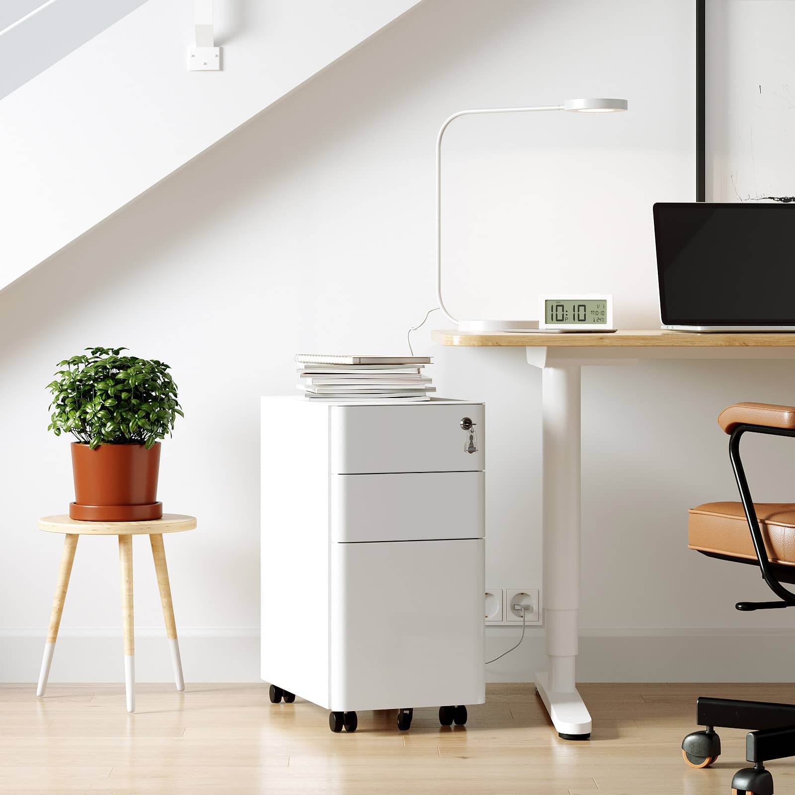 Büroschrank mit Rollen und Schloss-B34OFC030W01 Büroschrank mit Rollen und Schloss-B34OFC030W01