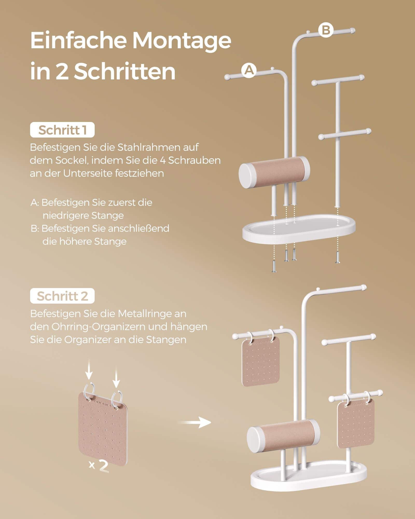 Schmuckständer mit 4 Hängestangen aus Metall wolkenweiß Schmuckständer mit 4 Hängestangen aus Metall wolkenweiß