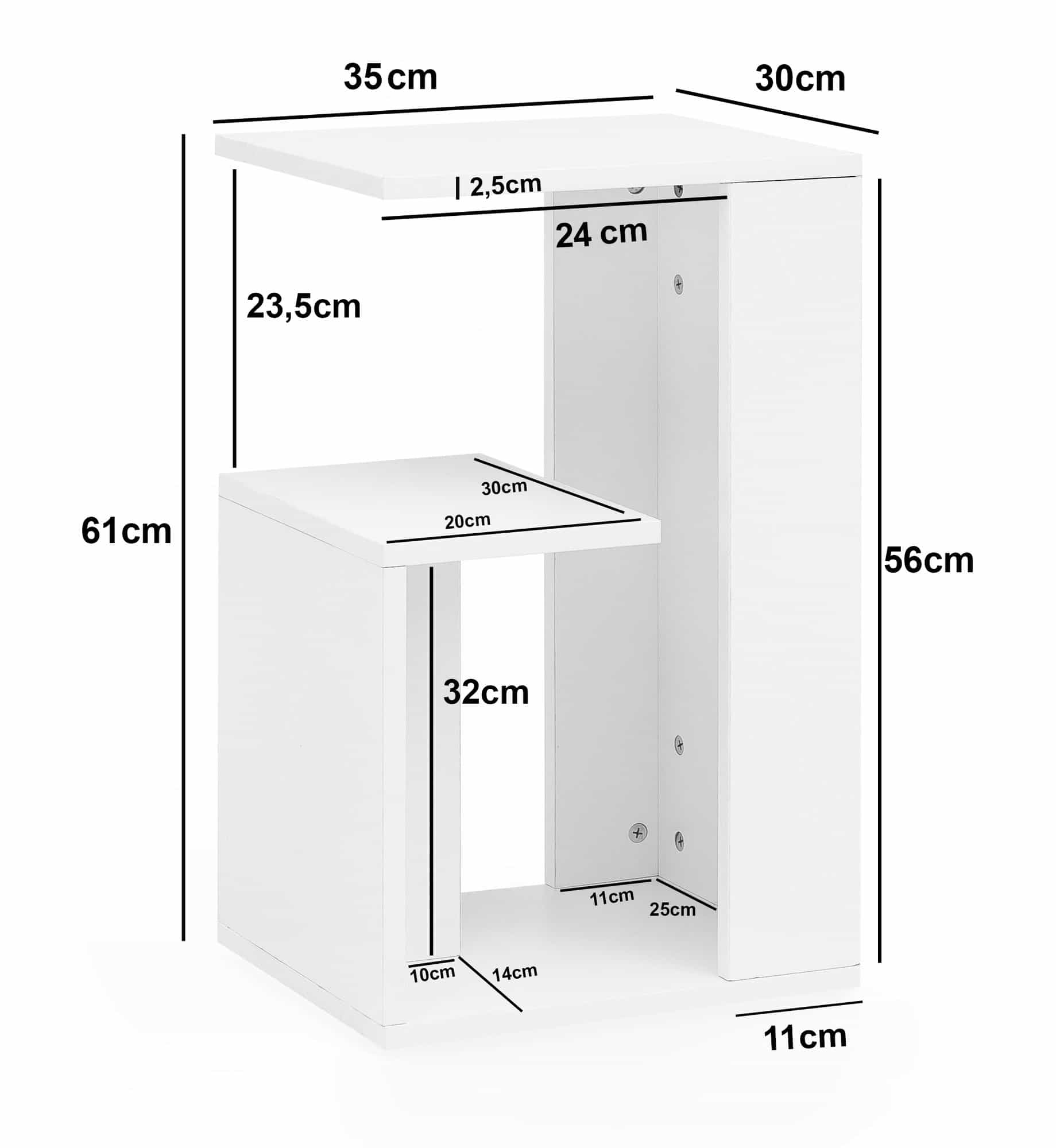 47465-WOHNLING-Regal-ABBY-35x29-5x60-cm-Weiss-WL5_3 Beistelltisch WL5.696 35x29,5x60 cm Holz Weiß Design Anstelltisch Sofa