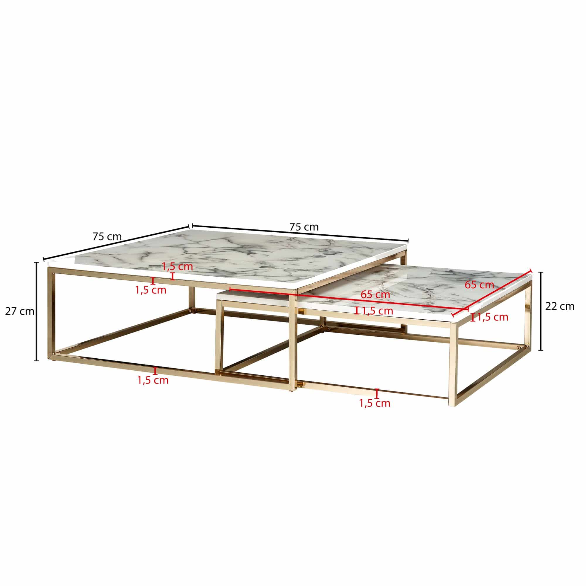 57299-Wohnling-Couchtisch-2er-Set-Marmoroptik-mit-Messing-Gestell-WL6-246-WL6-246_4 Design Couchtisch Set – 2er Weiß Marmor-Optik 75/65 cm