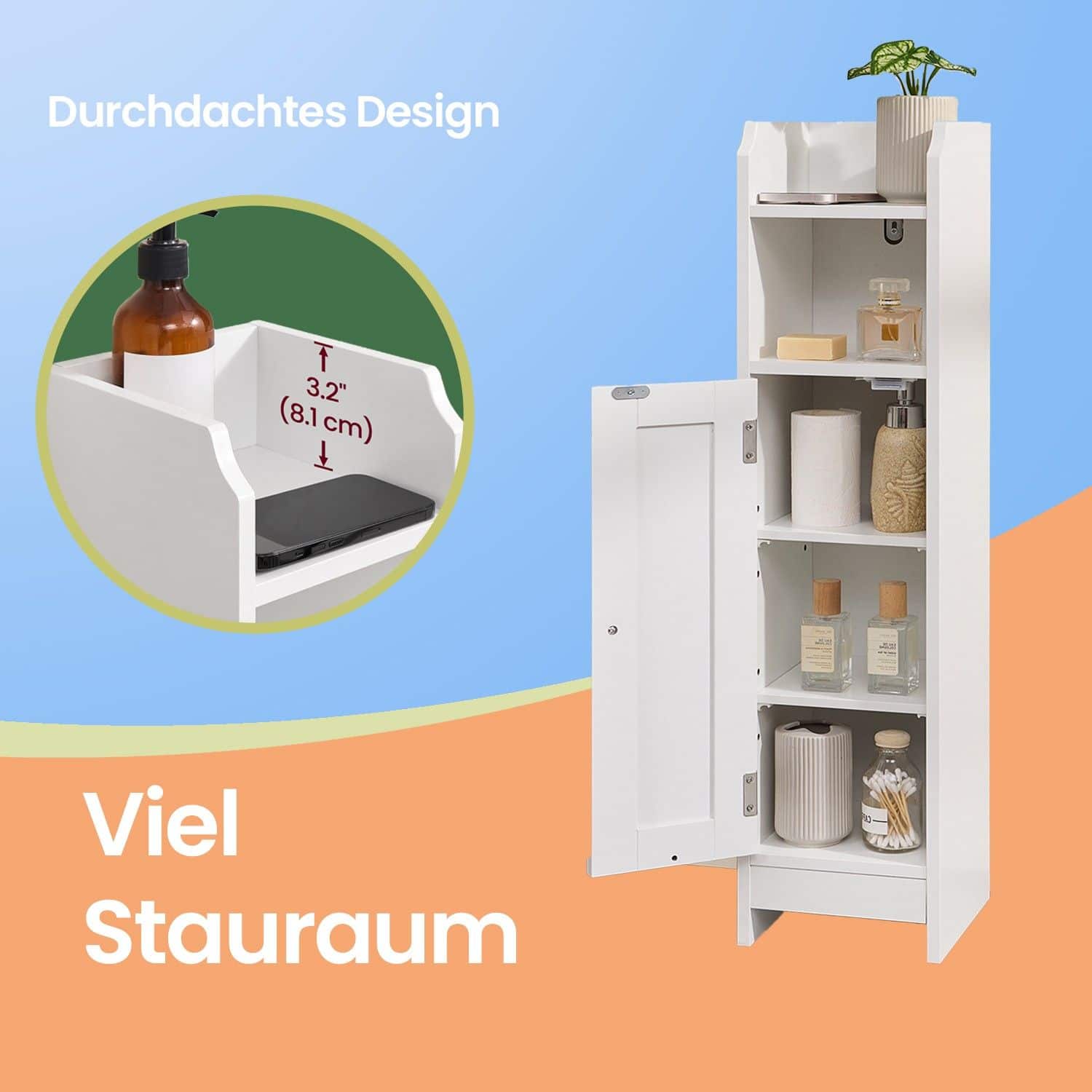 Badezimmerschrank klein, Badschrank schmal, stehend Badezimmerschrank klein, Badschrank schmal, stehend