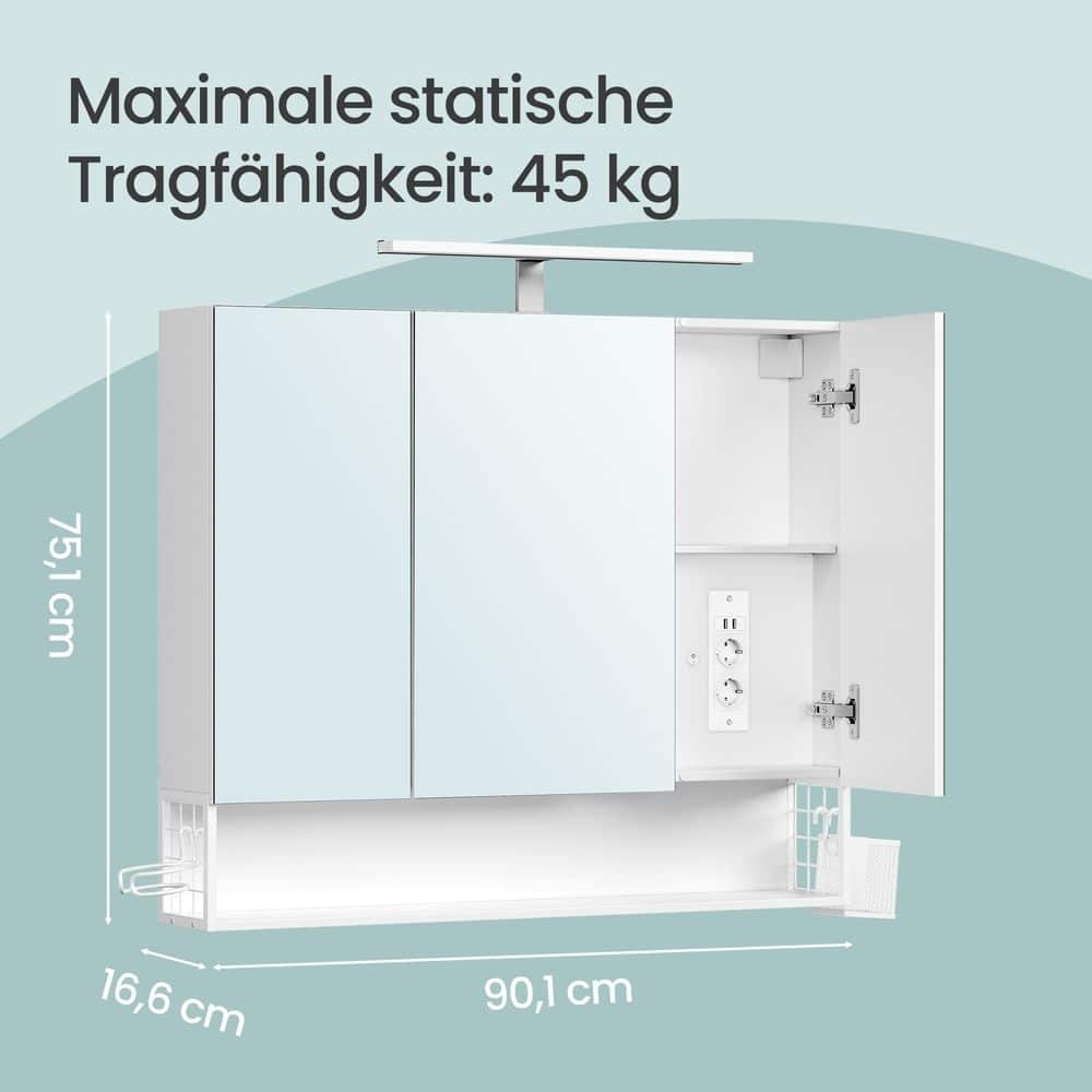 Badezimmerschrank mit LED-Beleuchtung, 16,6 x 90 Badezimmerschrank mit LED-Beleuchtung, 16,6 x 90